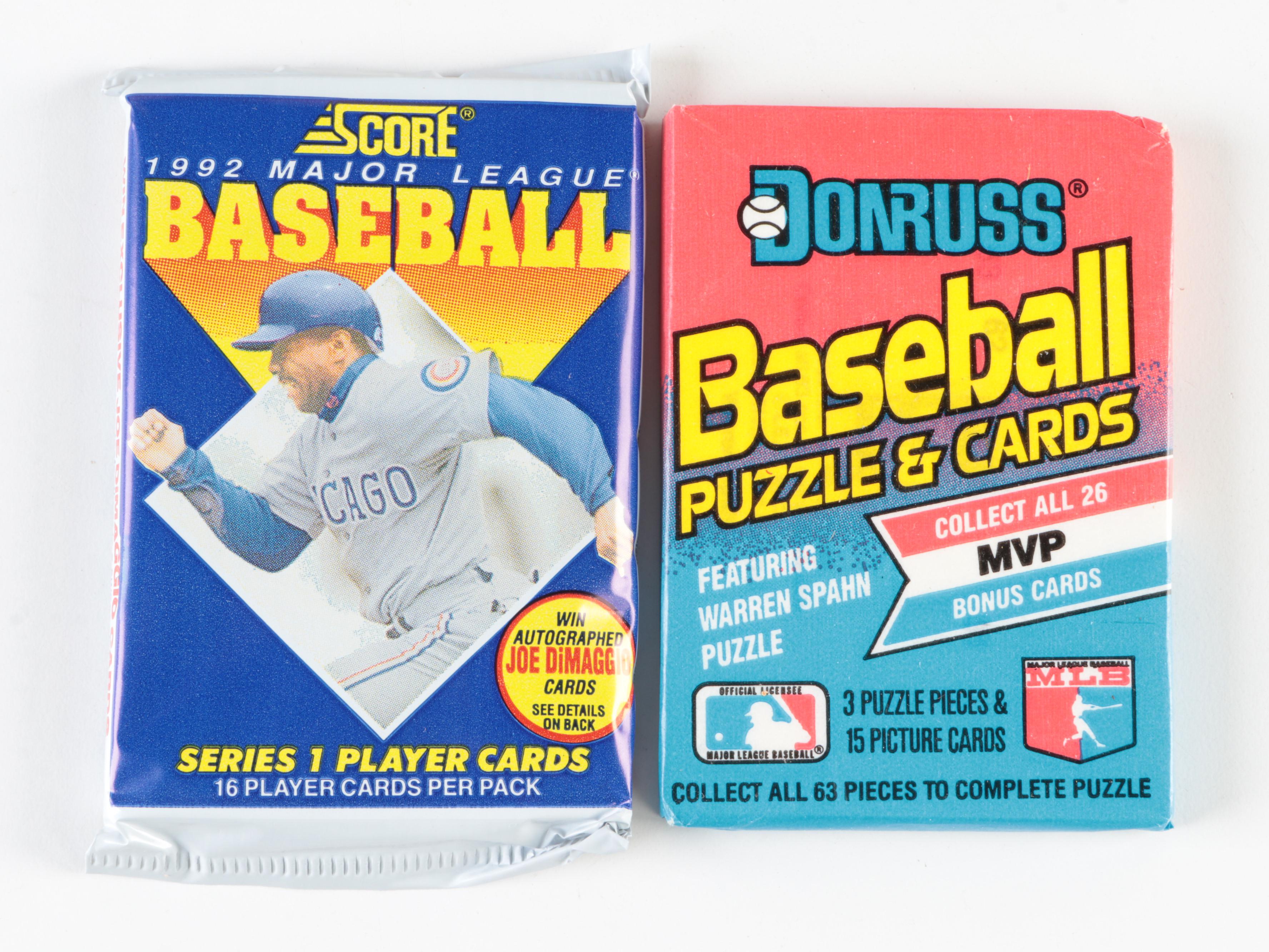 Topps, Score and More Baseball Card Wax Packs and Boxes, 1980s–1990s