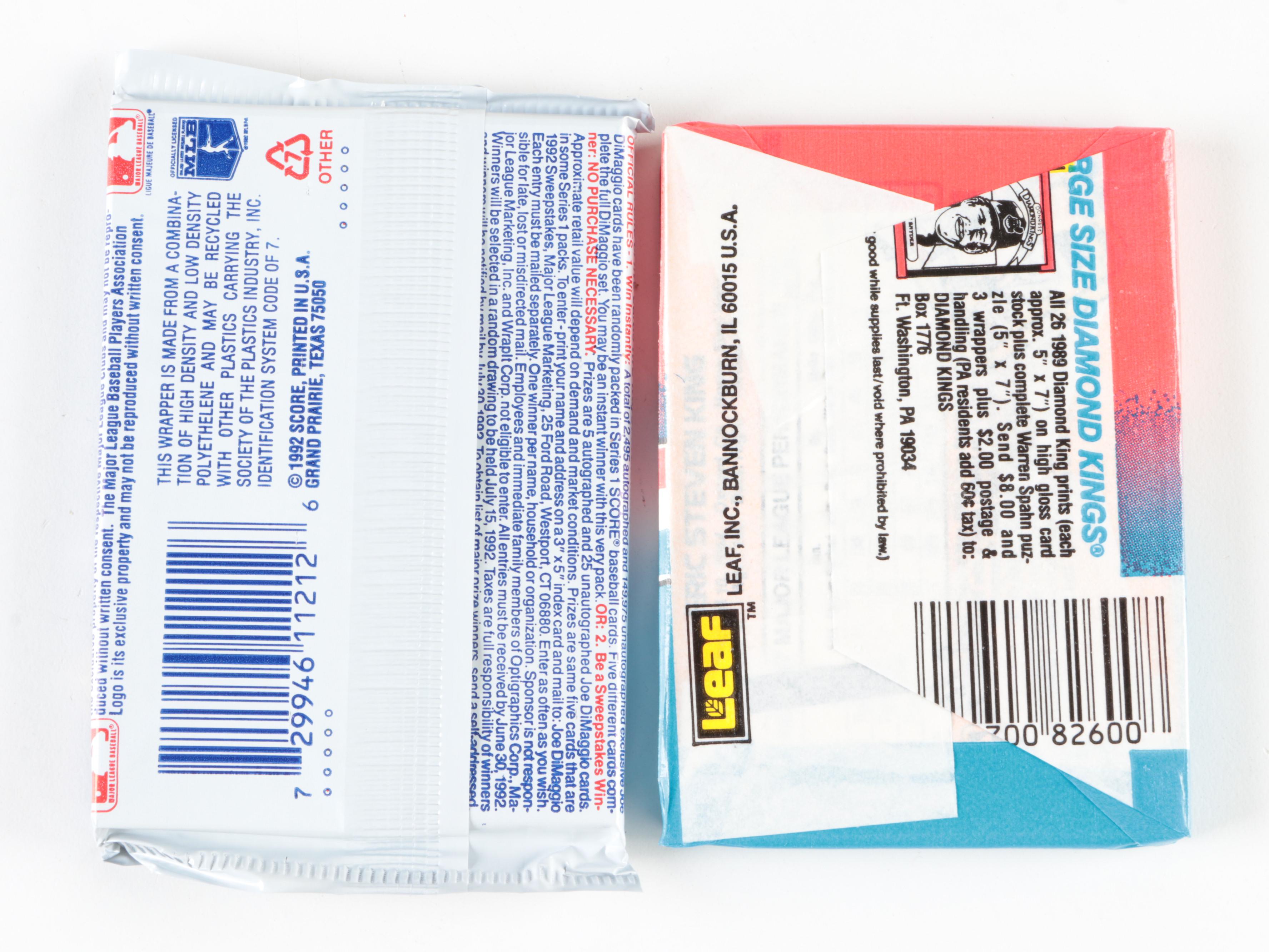 Topps, Score and More Baseball Card Wax Packs and Boxes, 1980s–1990s