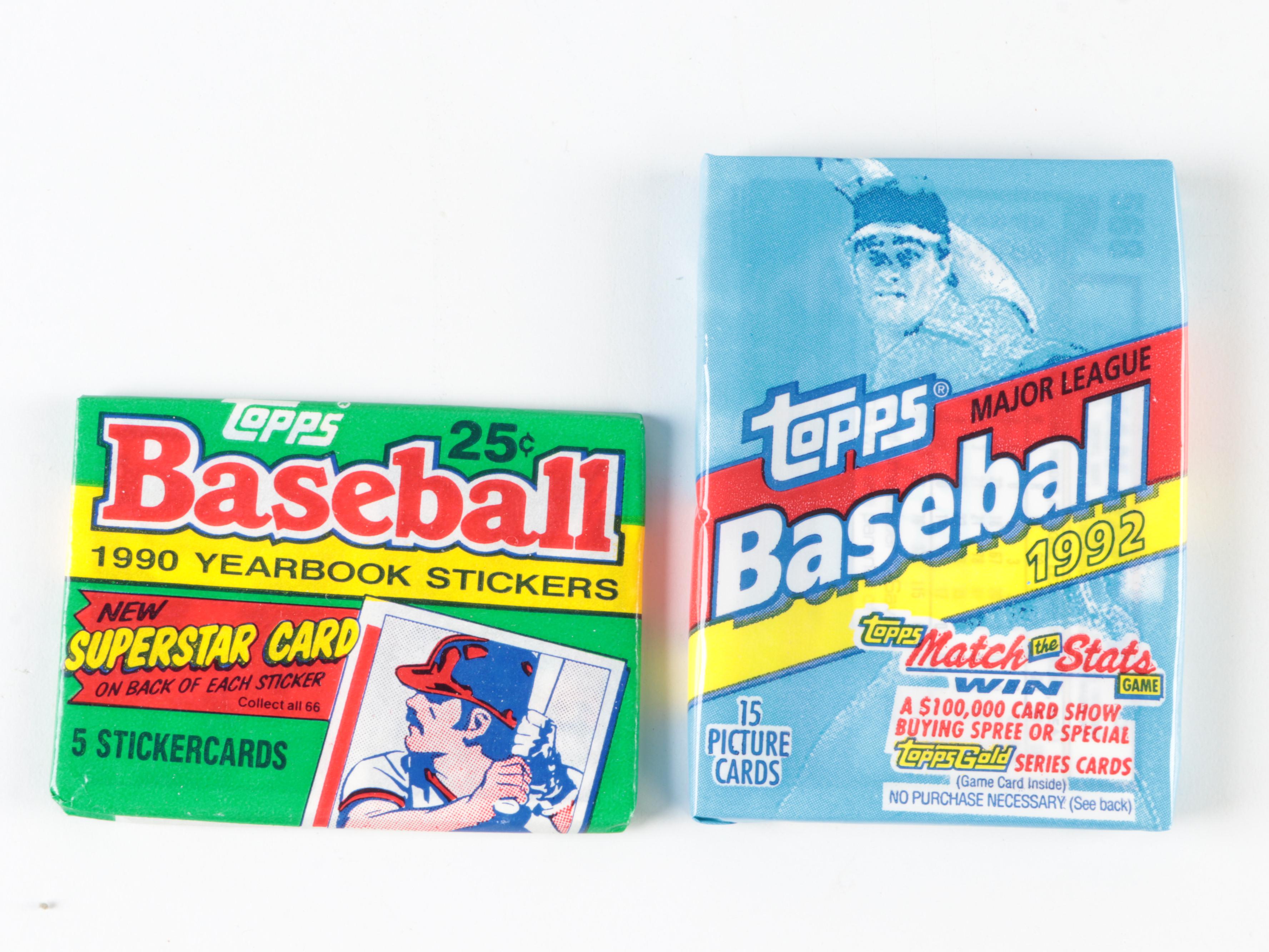 Topps, Score and More Baseball Card Wax Packs and Boxes, 1980s–1990s