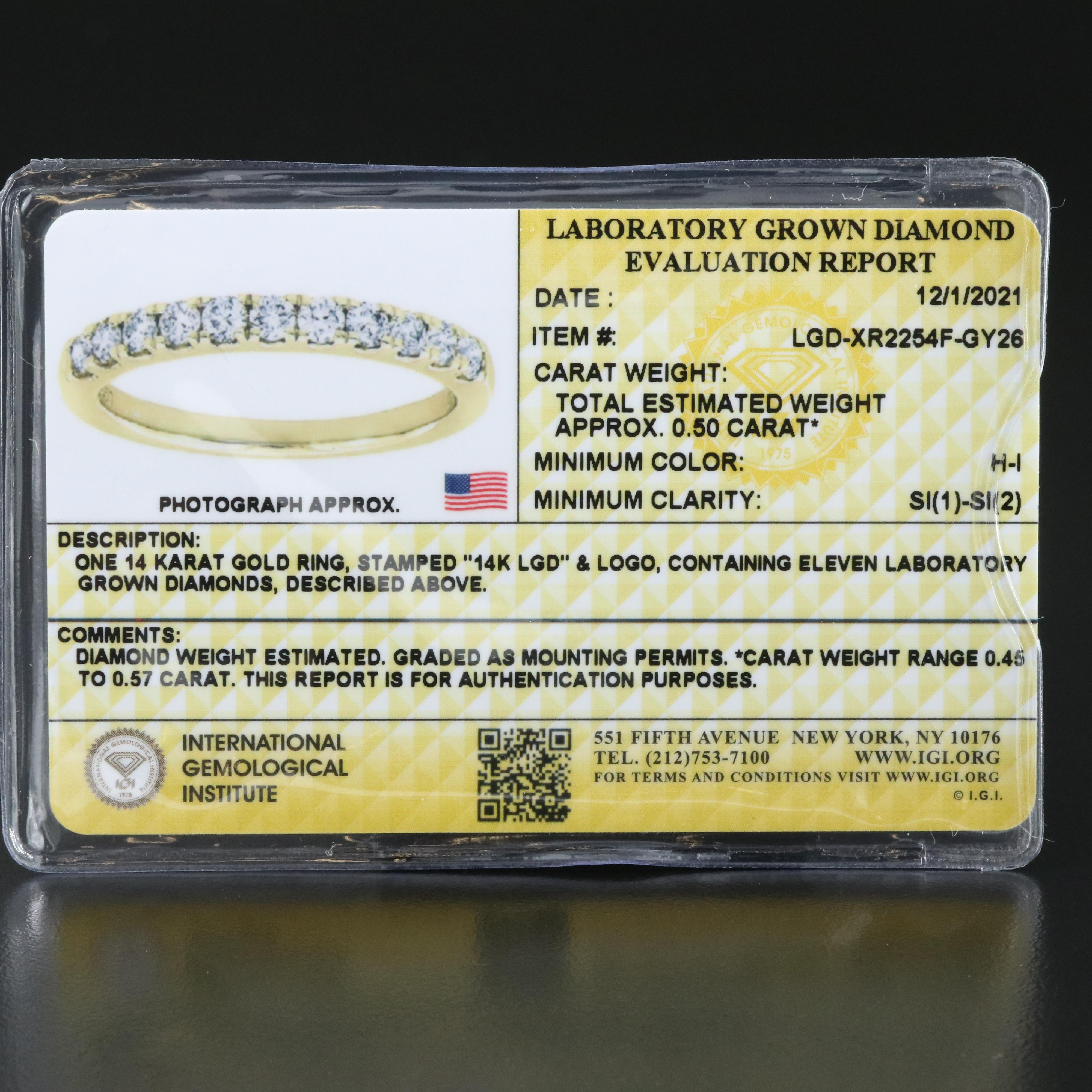 14K 0.50 CTW Lab Grown Diamond Ring with IGI Report