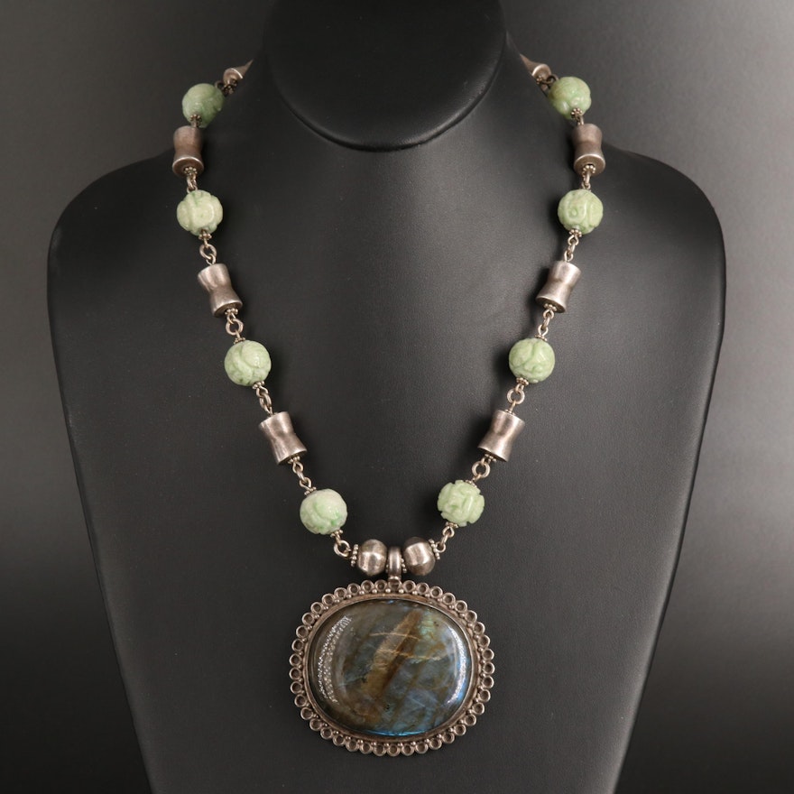 Sterling Labradorite and Calcite Necklace