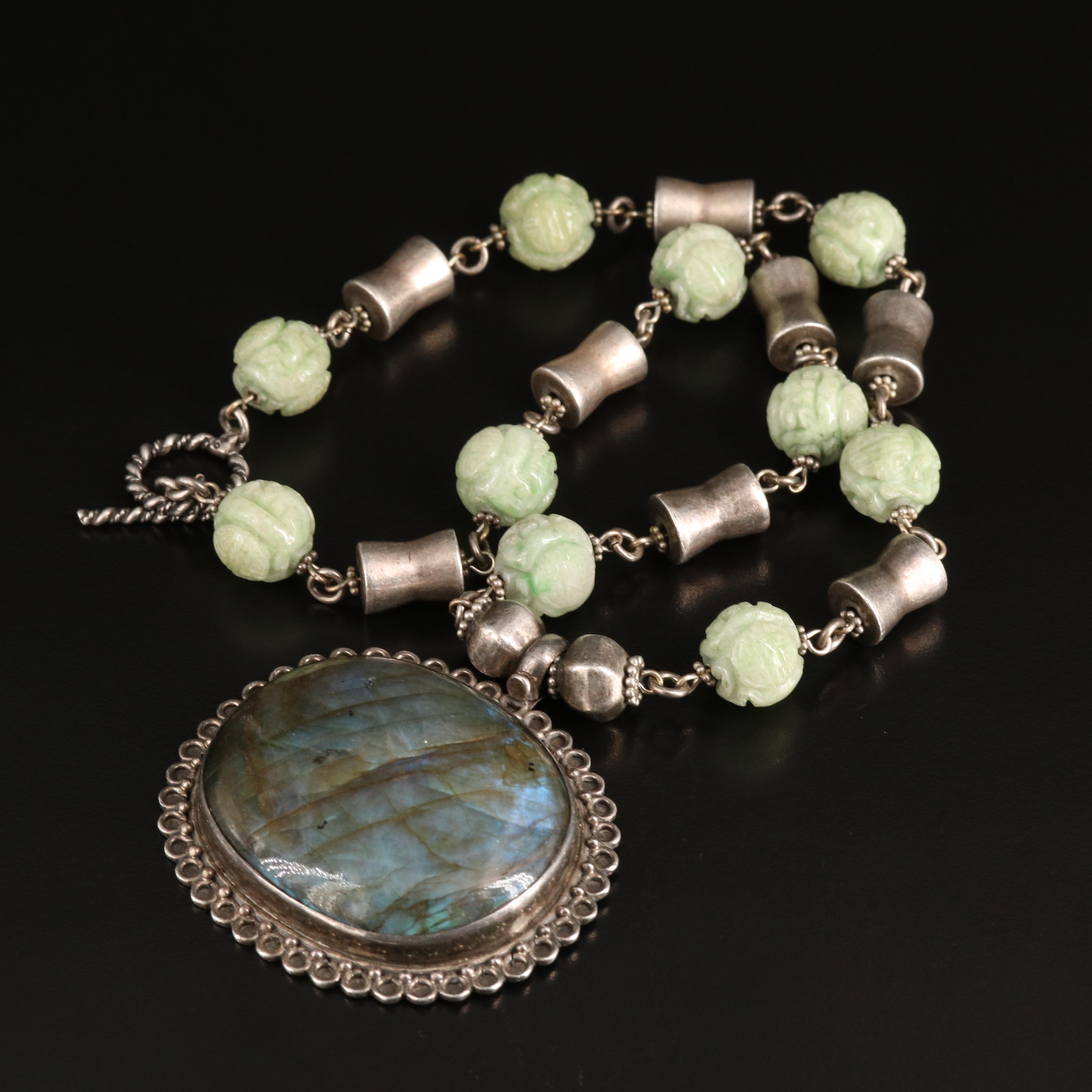Sterling Labradorite and Calcite Necklace
