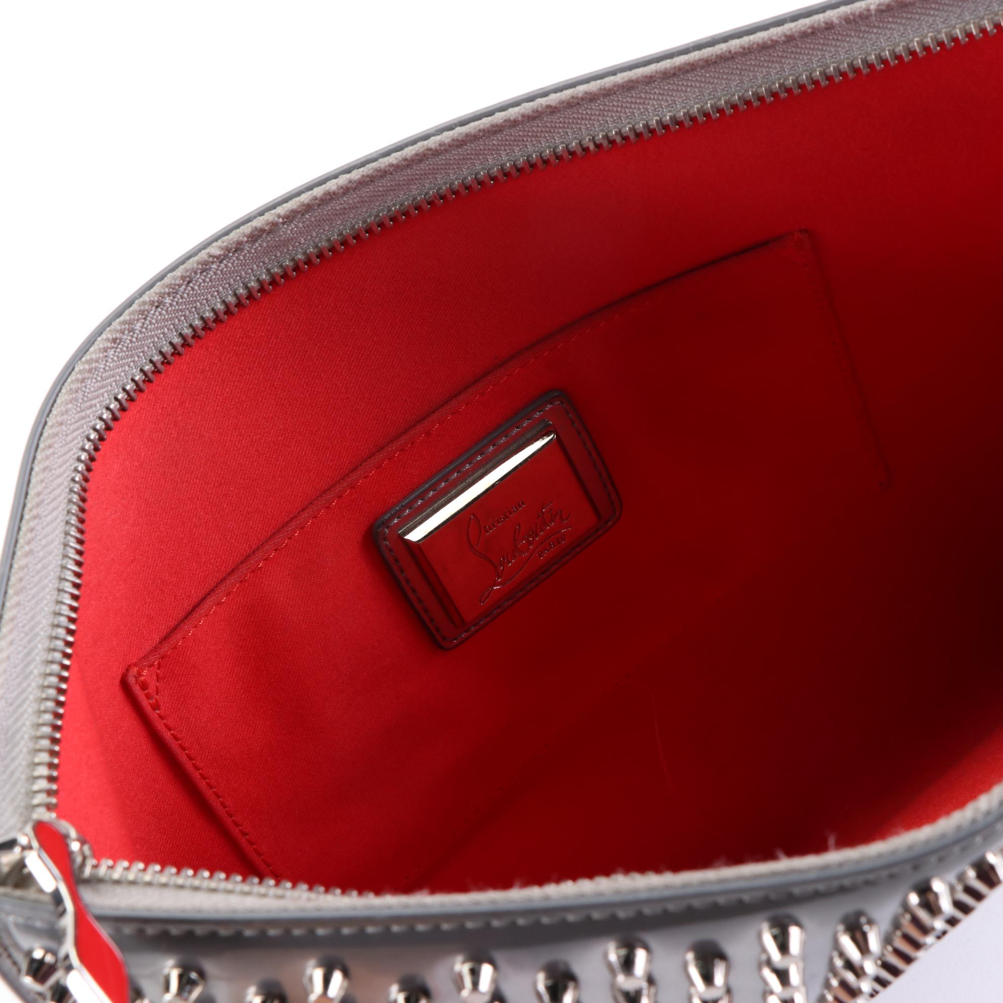 Christian Louboutin Studded Metallic Patent Leather Clutch with Detachable Strap