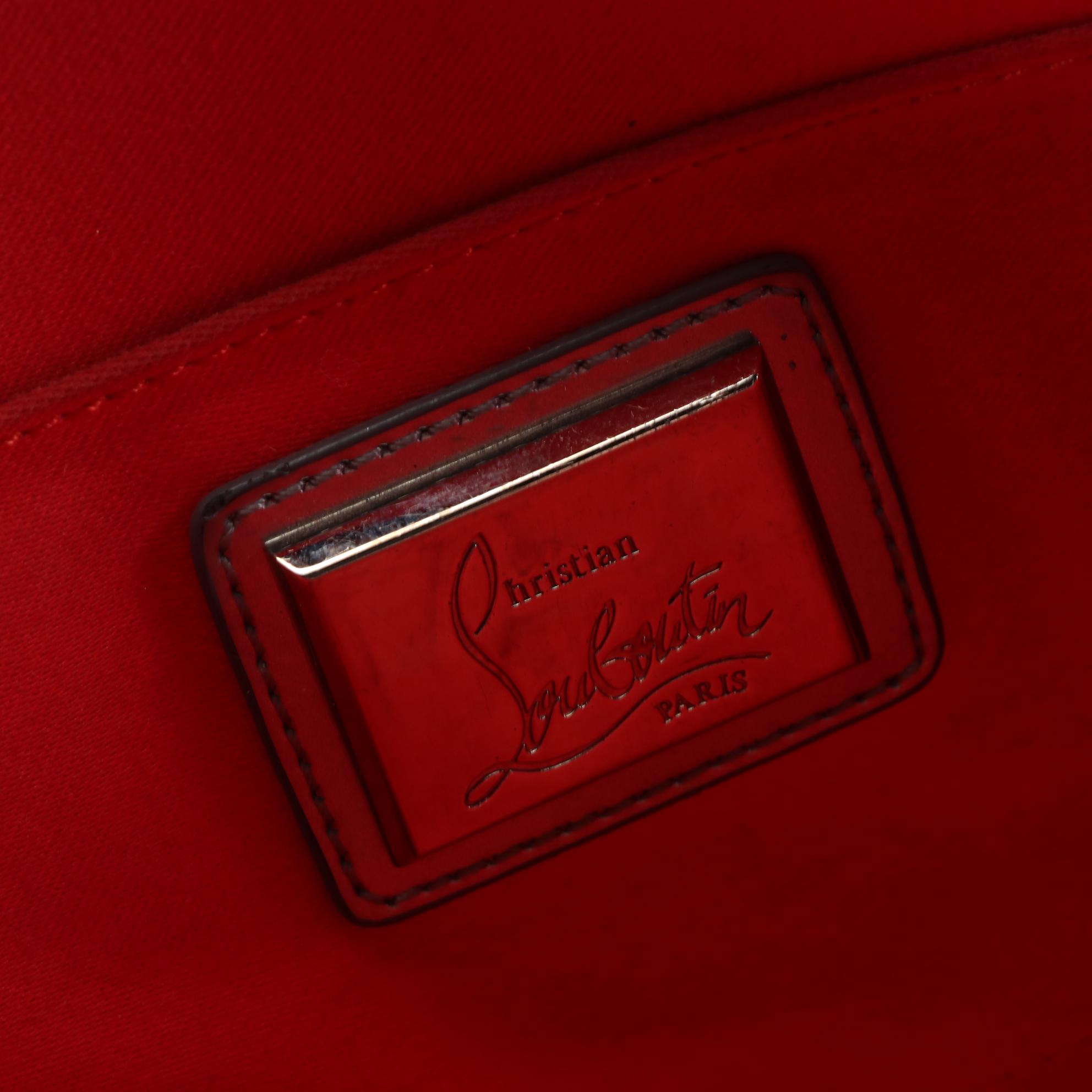 Christian Louboutin Studded Metallic Patent Leather Clutch with Detachable Strap