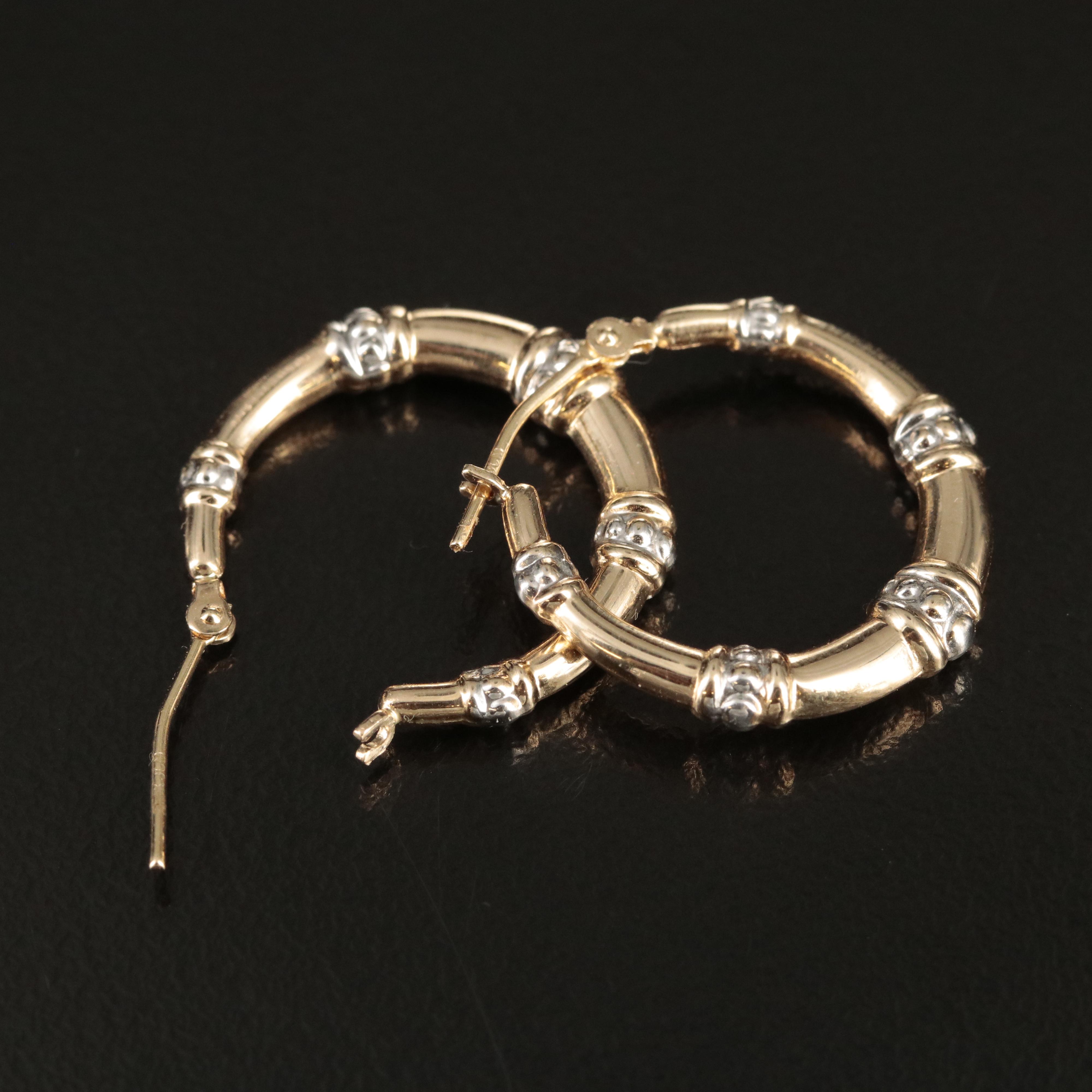 14K Two-Tone Hoop Earrings