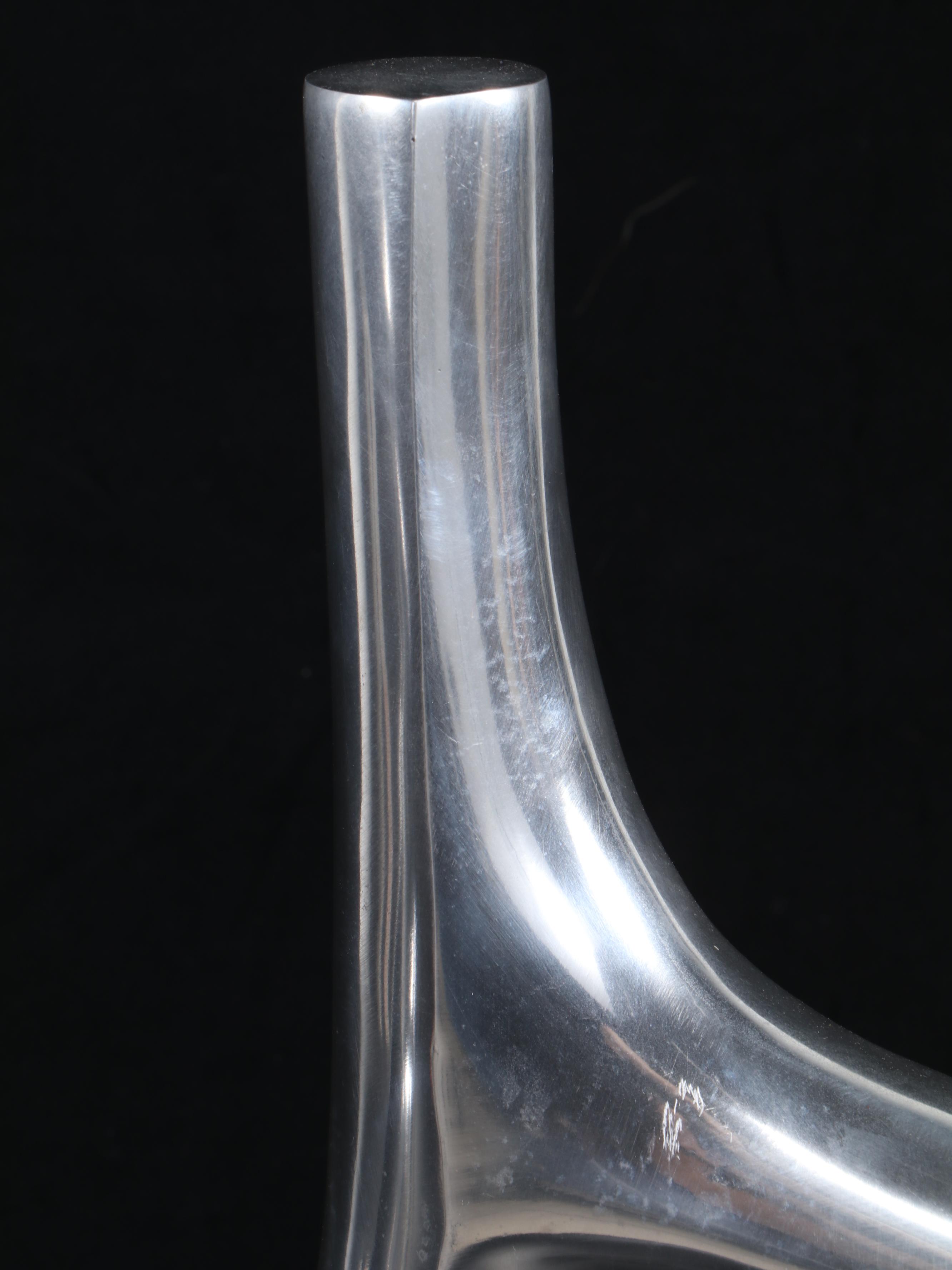 Pair of Polished Aluminum "Miro" Sculptures on Wood Blocks