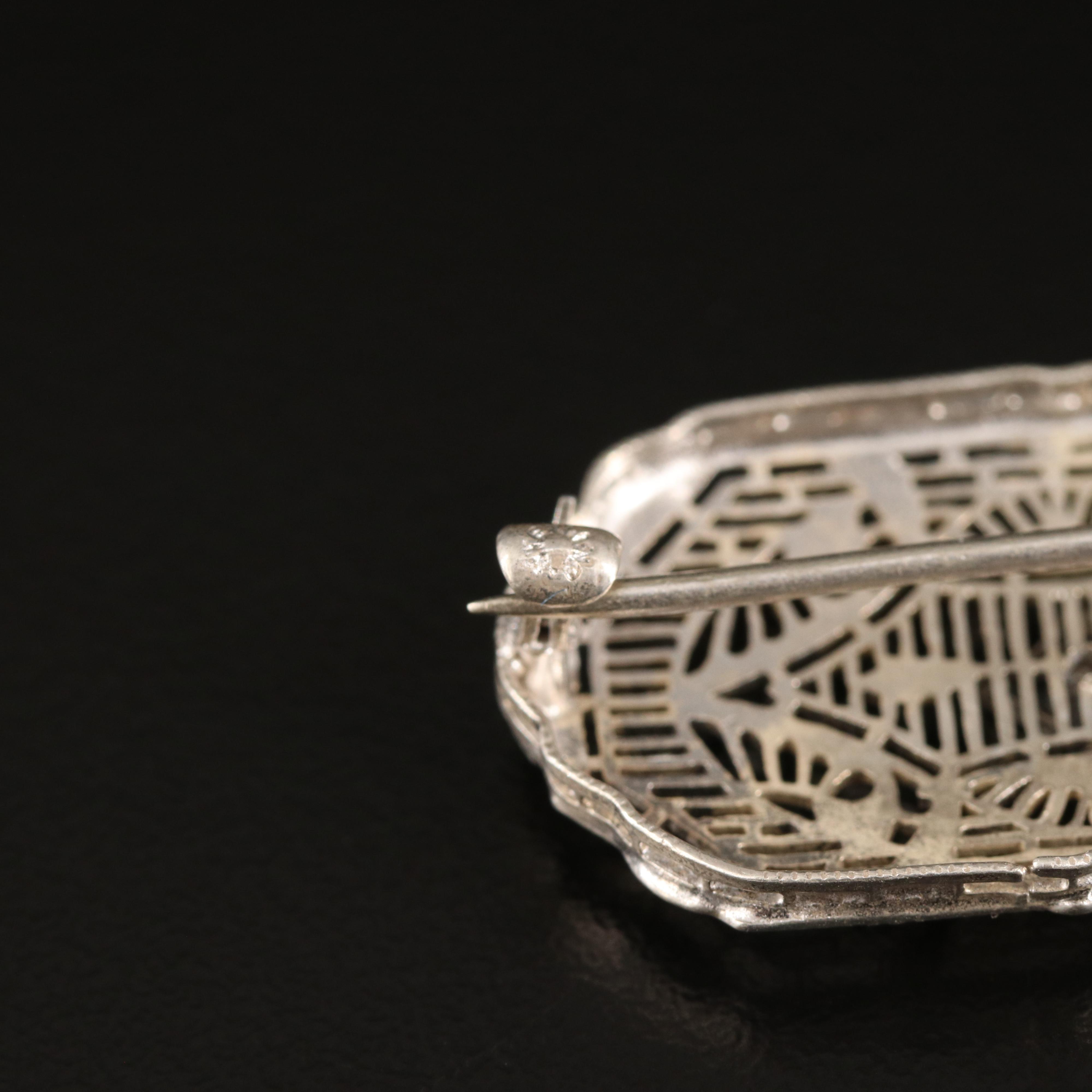 Art Deco Brooches and Bracelet Including Sterling, Glass Paste and Diamond