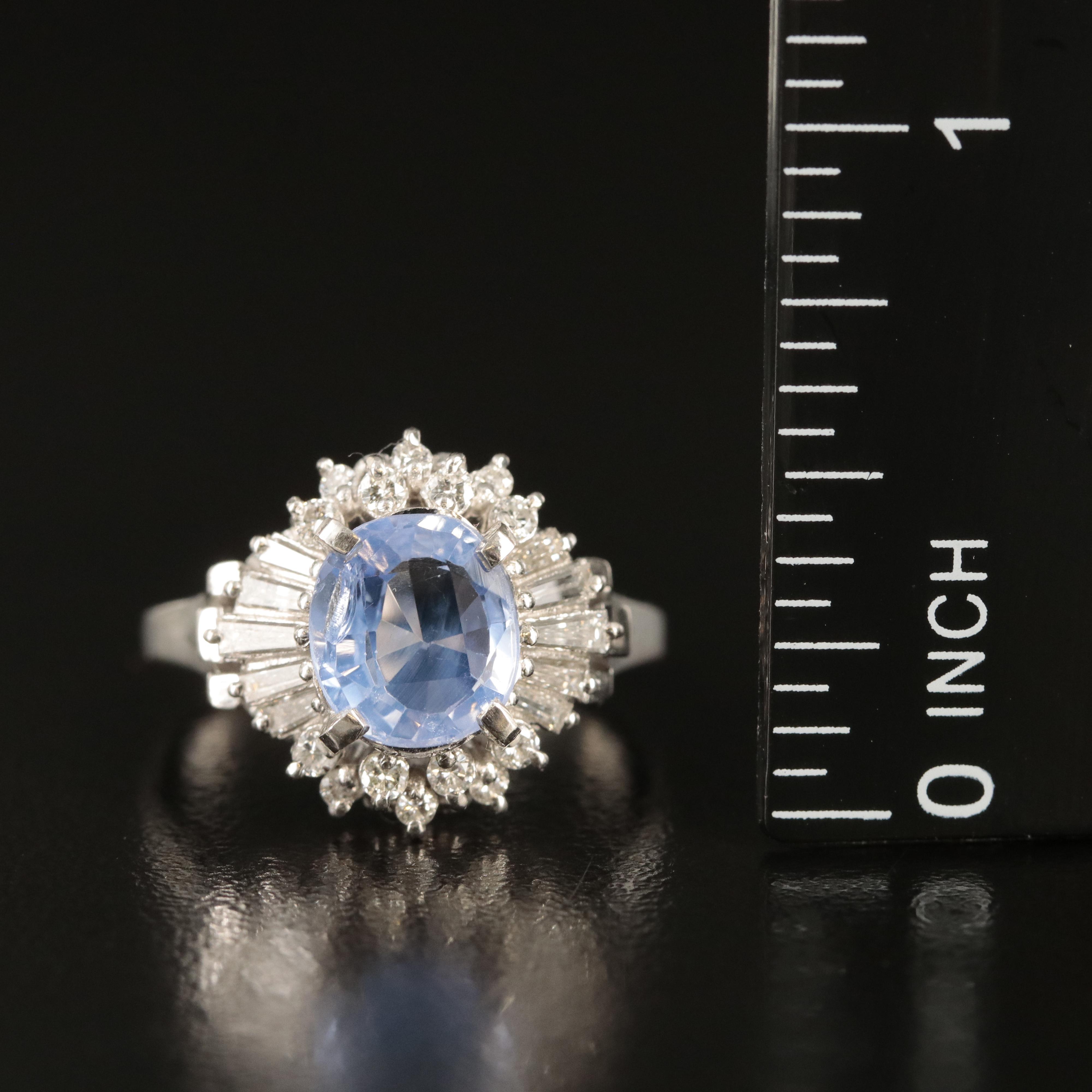 Platinum 2.60 CT Unheated Violet Sapphire and Diamond Ring with GIA Report