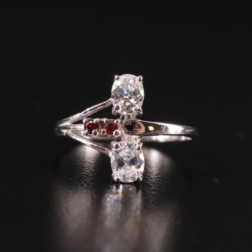 Sterling Cubic Zirconia and Garnet Ring