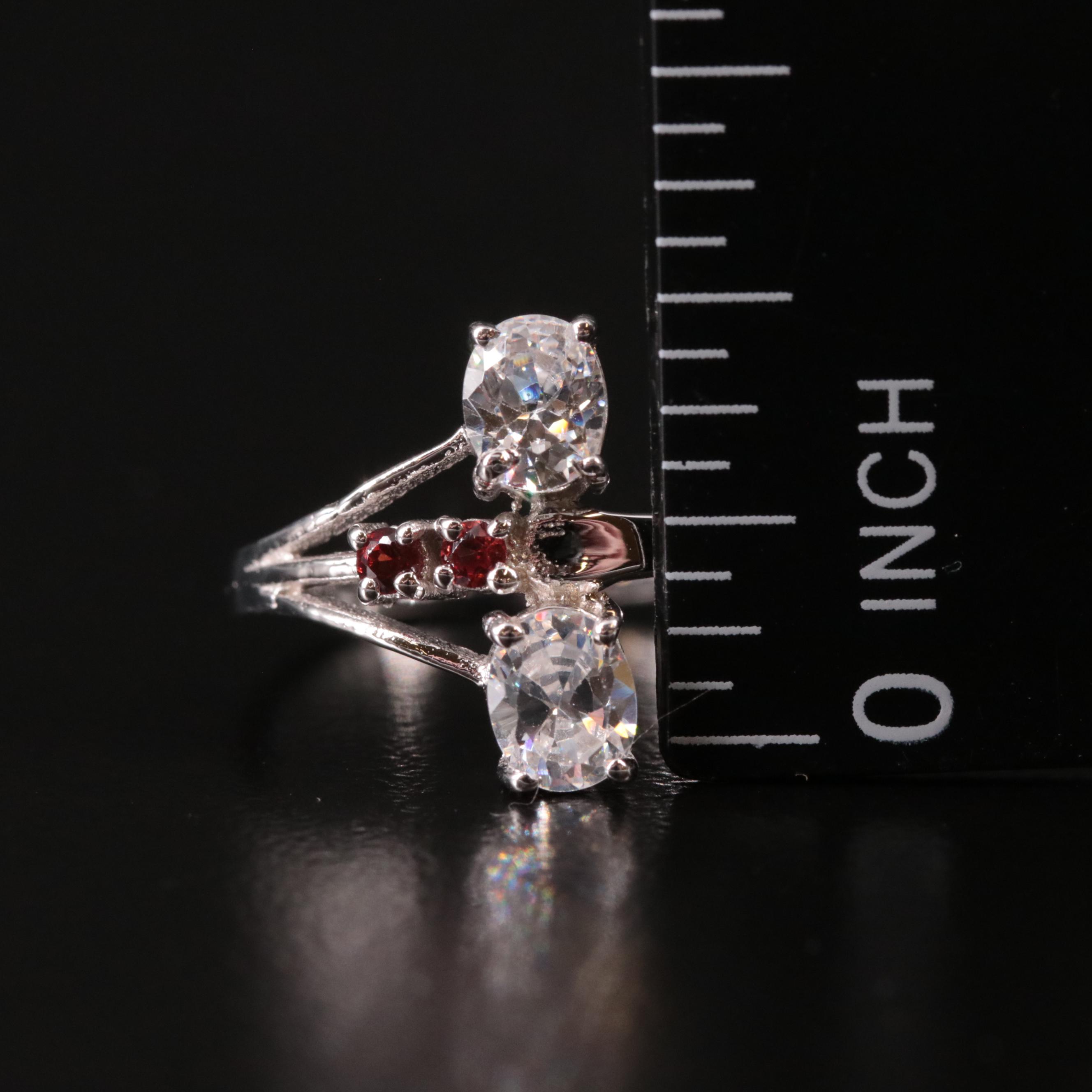 Sterling Cubic Zirconia and Garnet Ring
