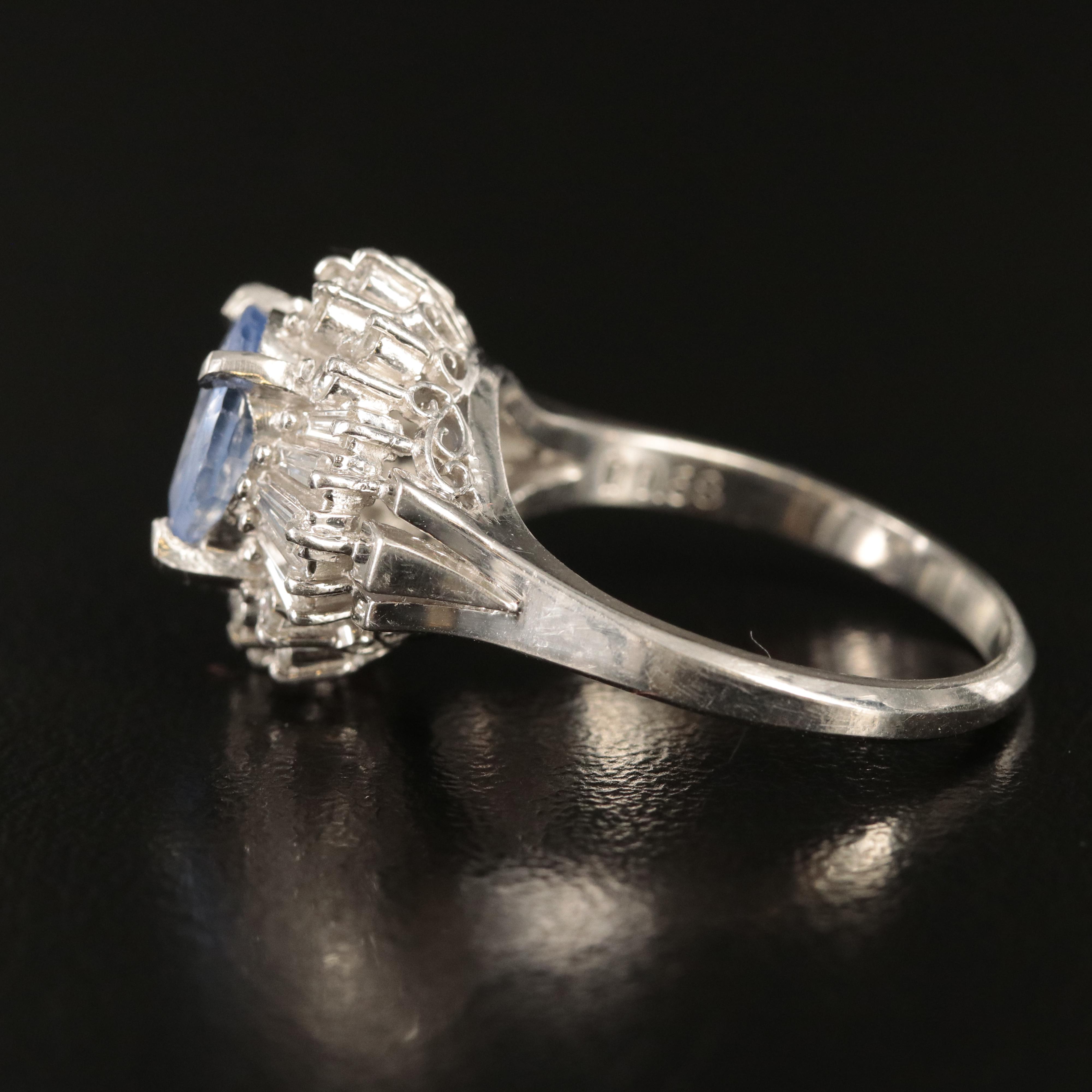 Platinum 2.60 CT Unheated Violet Sapphire and Diamond Ring with GIA Report