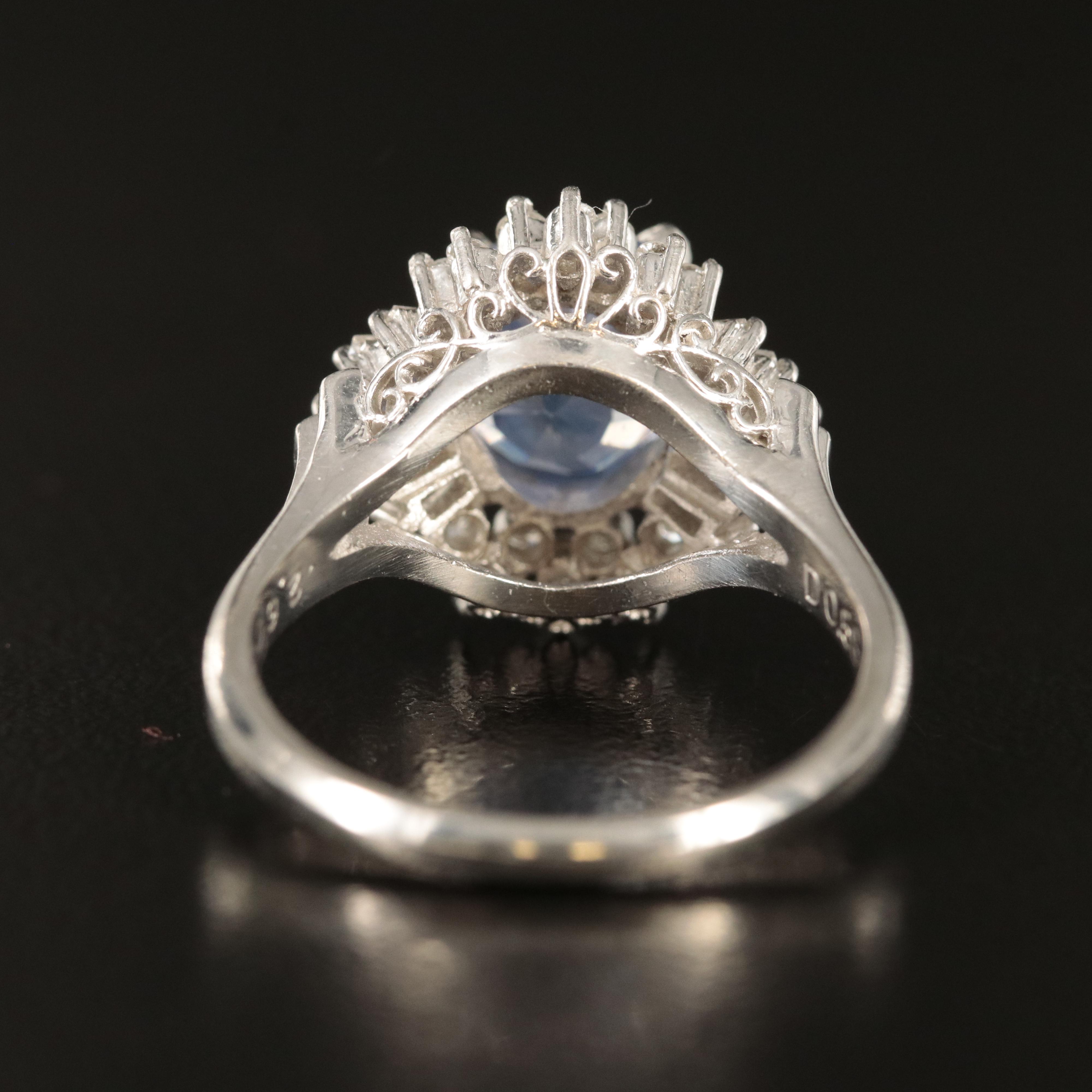 Platinum 2.60 CT Unheated Violet Sapphire and Diamond Ring with GIA Report