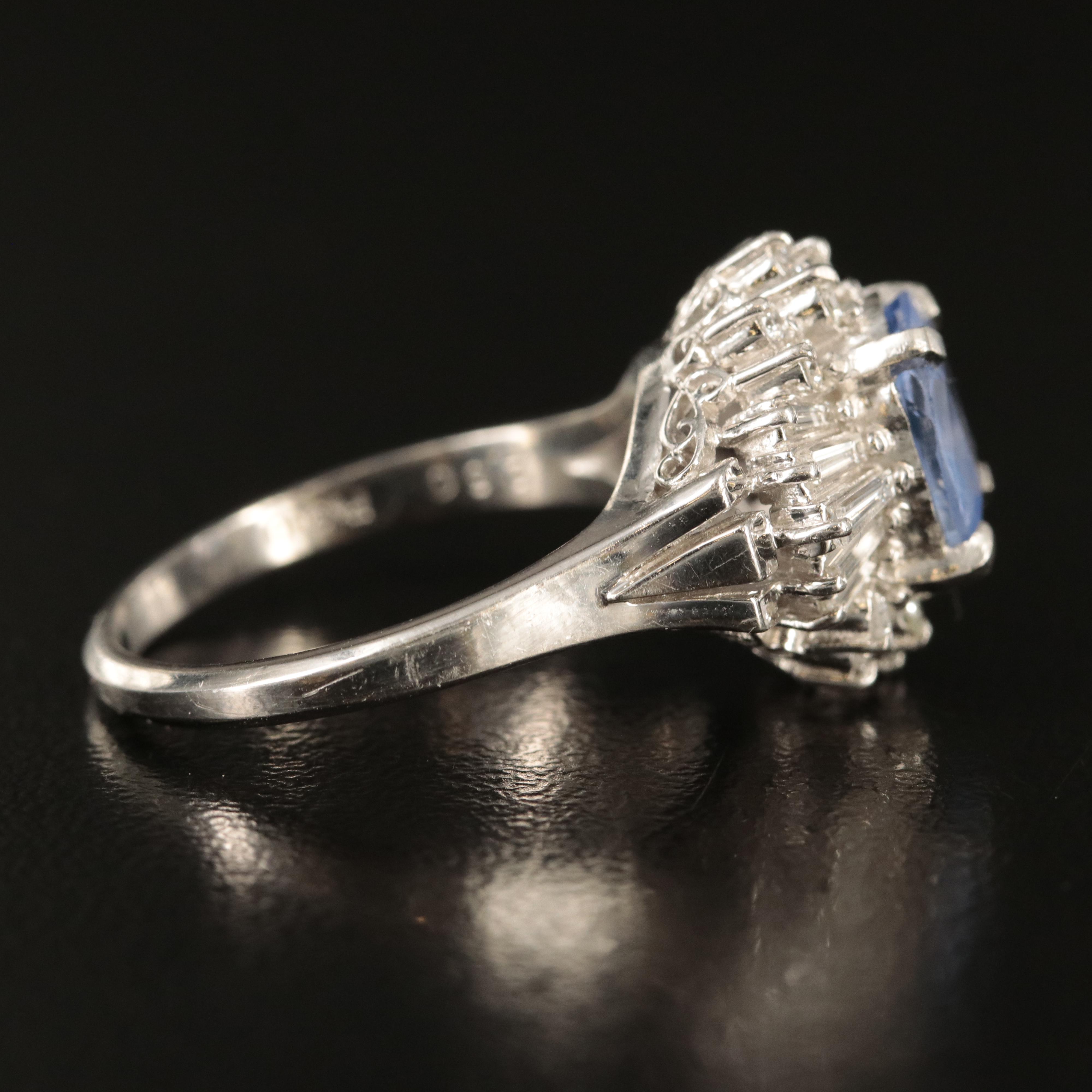 Platinum 2.60 CT Unheated Violet Sapphire and Diamond Ring with GIA Report