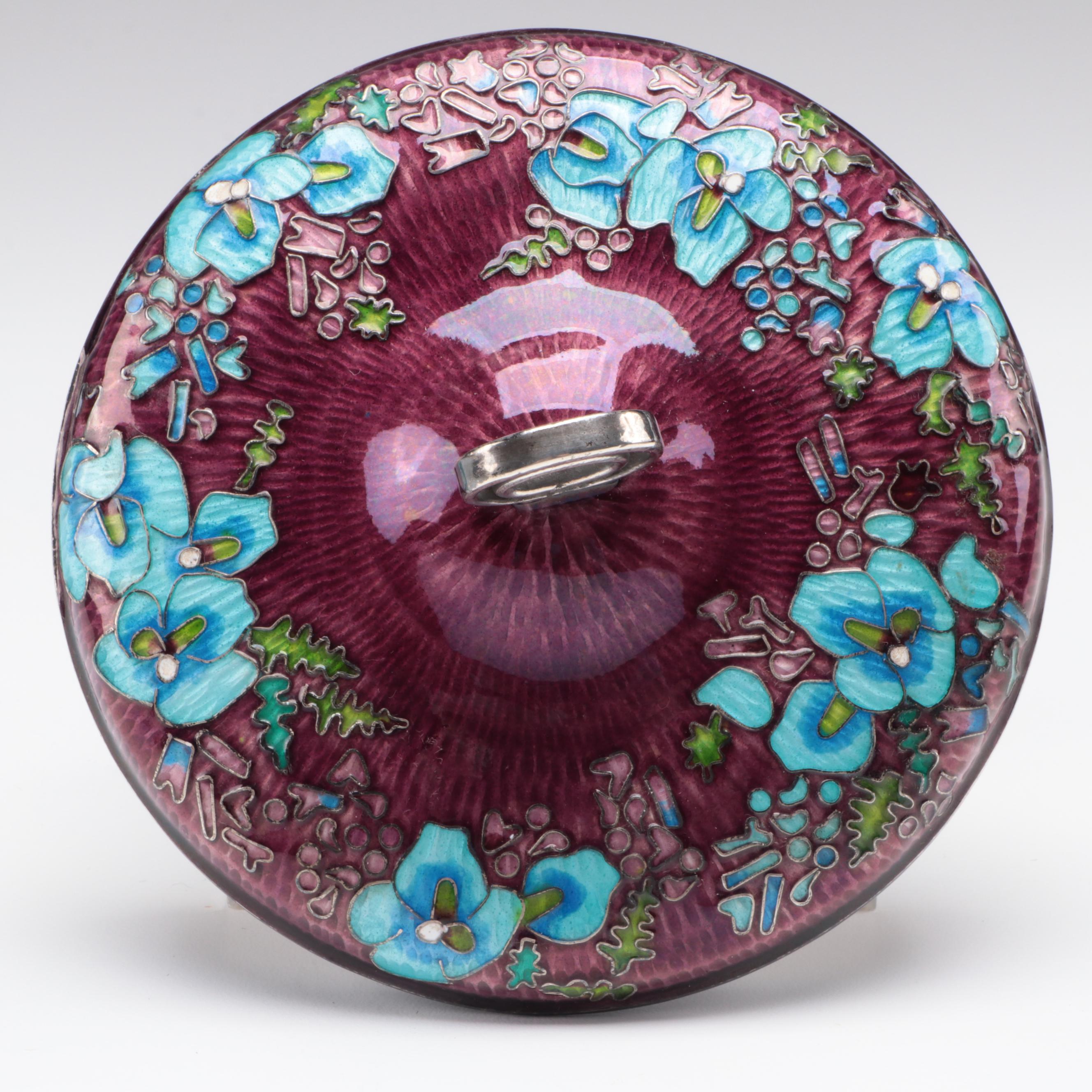 East Asian Cloisonné Fine .999 Silver Dresser Box, Early to Mid-20th Century