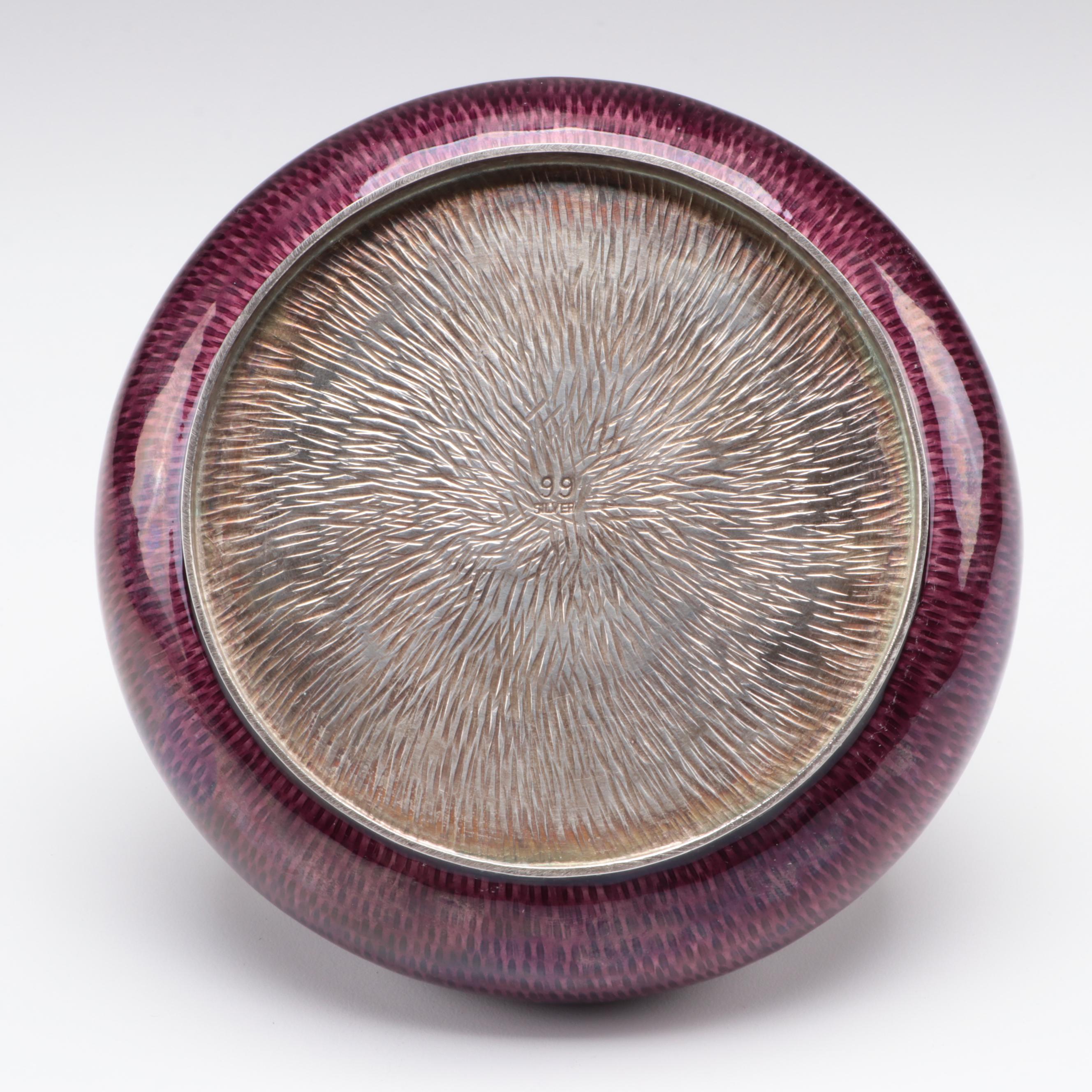 East Asian Cloisonné Fine .999 Silver Dresser Box, Early to Mid-20th Century