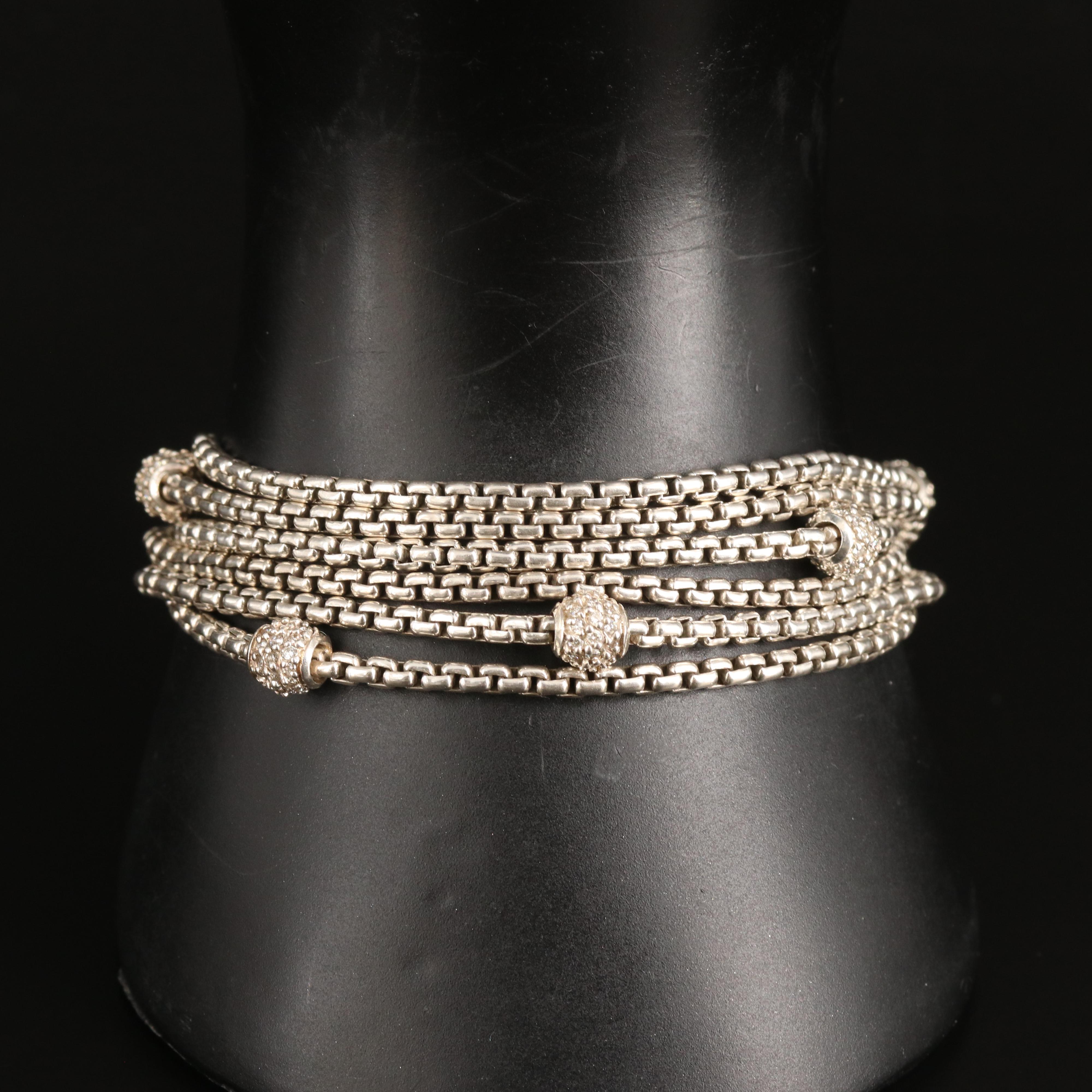 David Yurman Sterling Diamond Multi-Strand Bracelet with 18K Accents