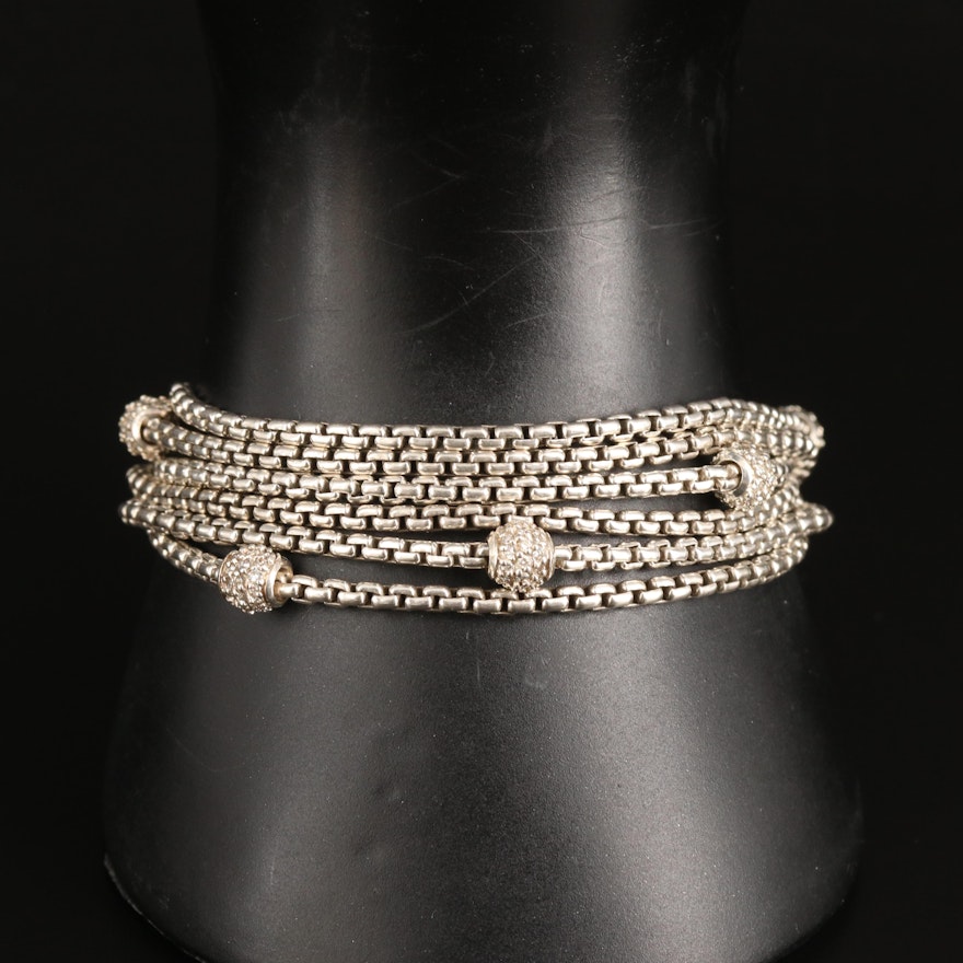 David Yurman Sterling Diamond Multi-Strand Bracelet with 18K Accents