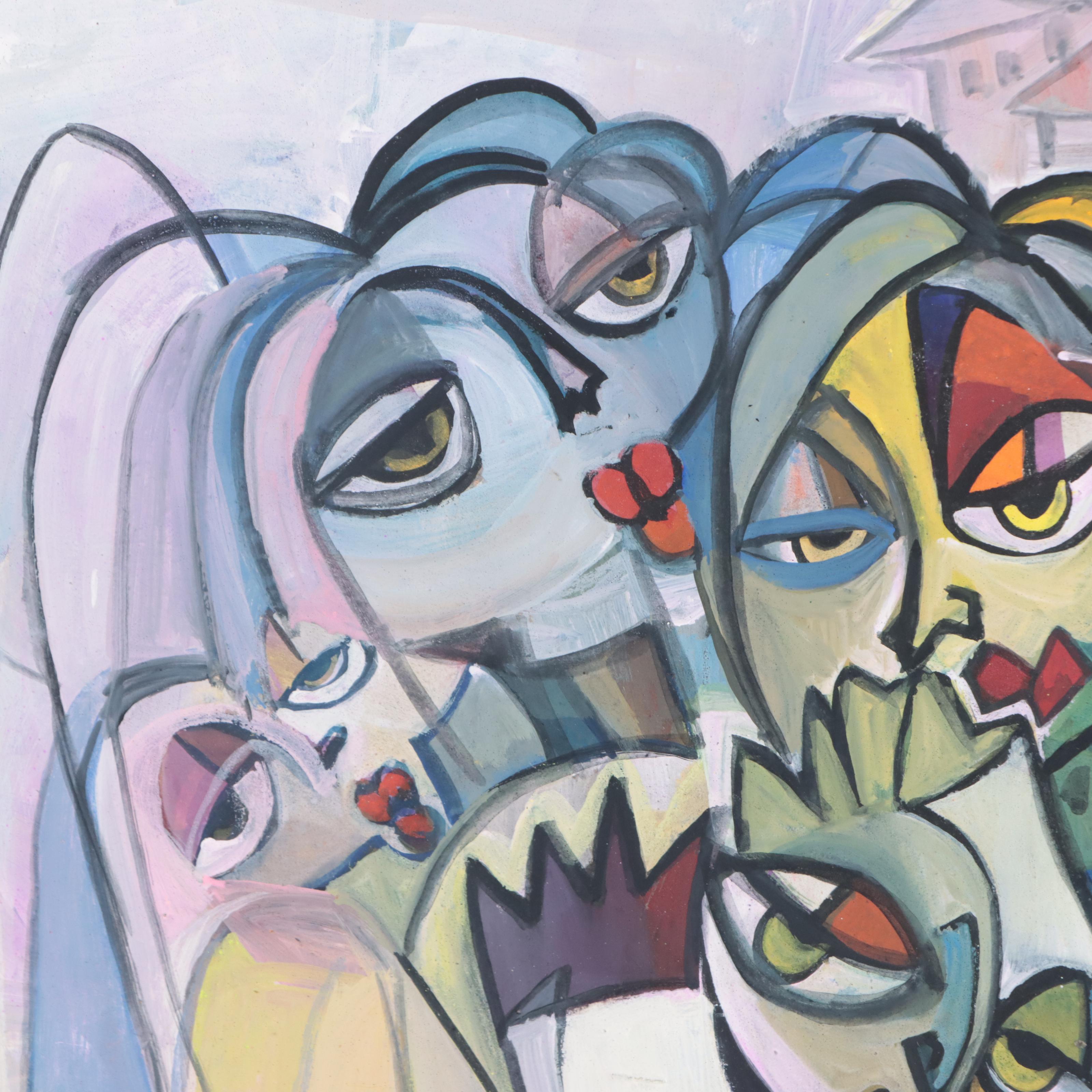 Ufuoma Evuarherhe Acrylic Painting "Mother & Children," 2021 - 2022