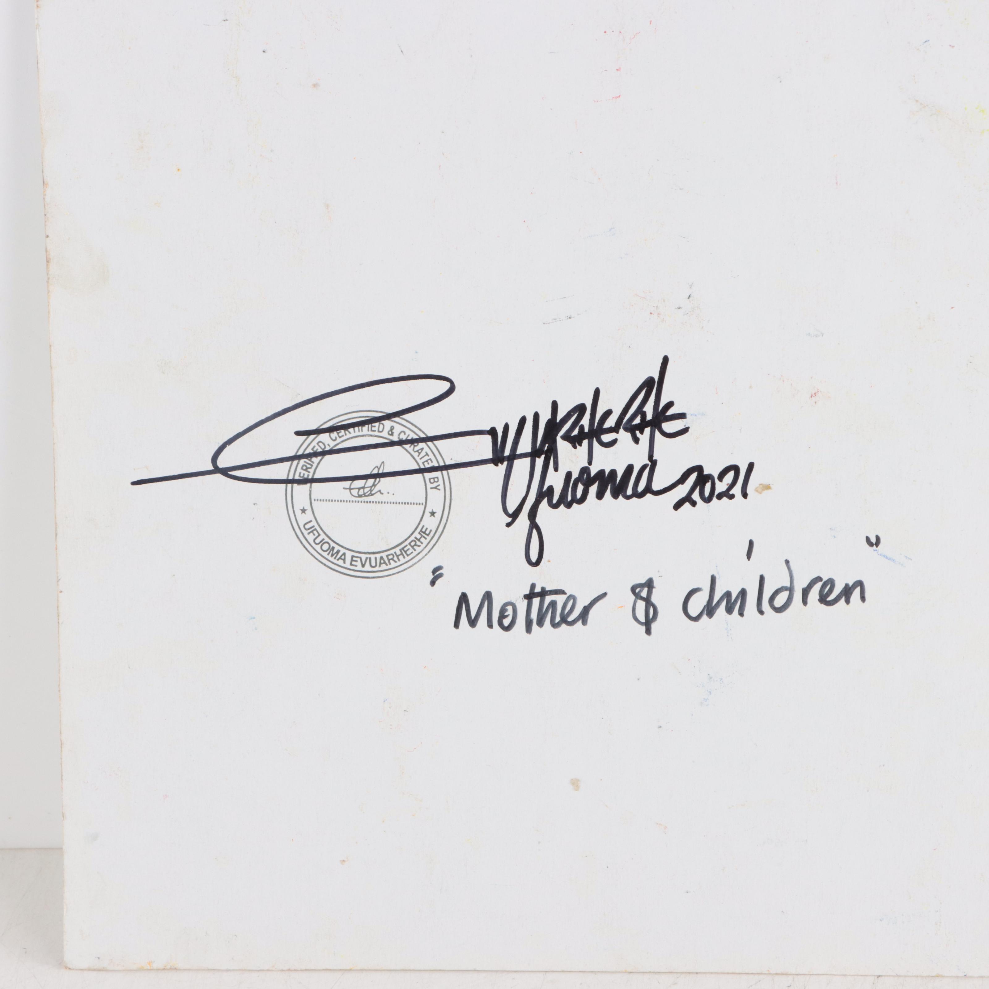Ufuoma Evuarherhe Acrylic Painting "Mother & Children," 2021 - 2022