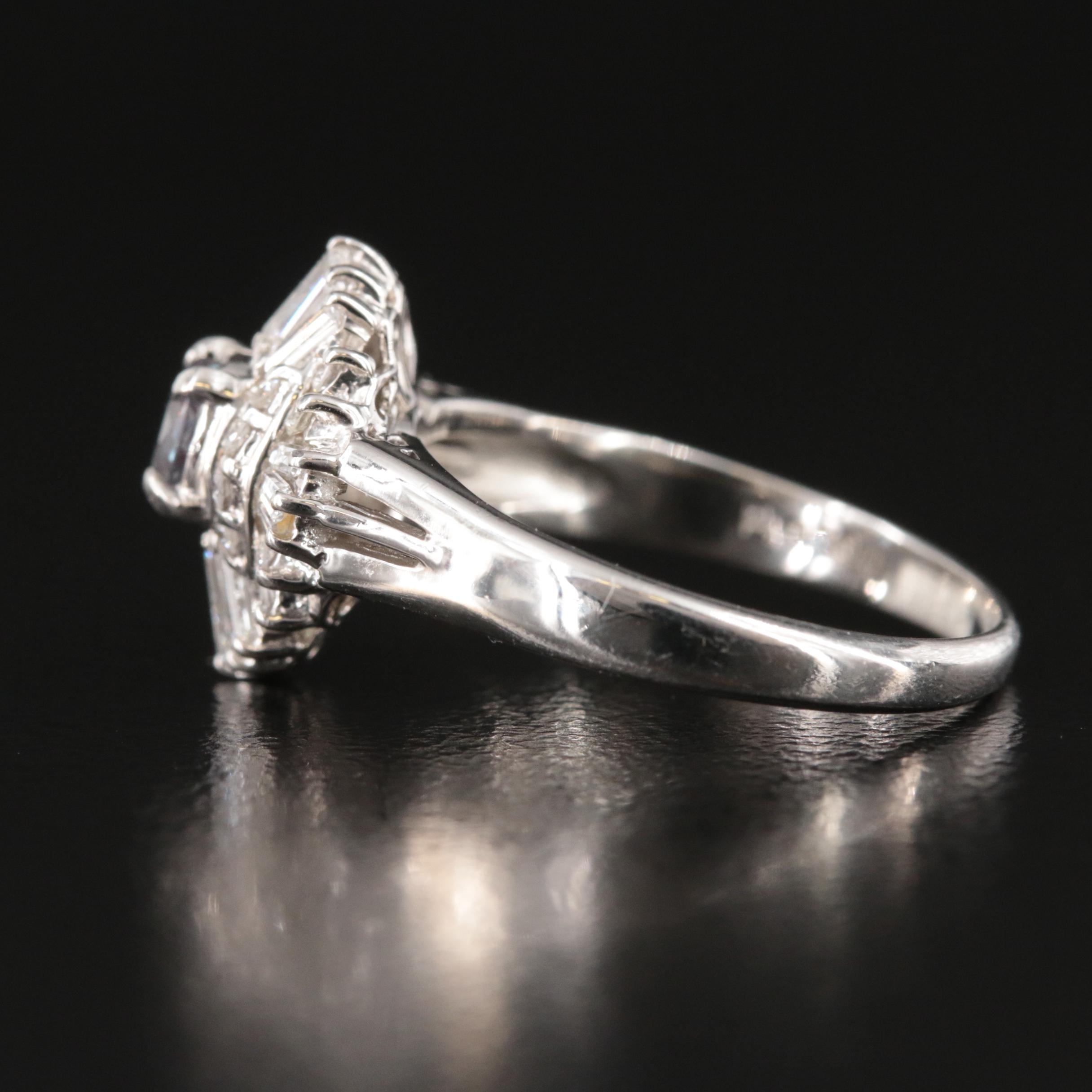 Platinum Alexandrite and Diamond Ballerina Ring with GIA Report