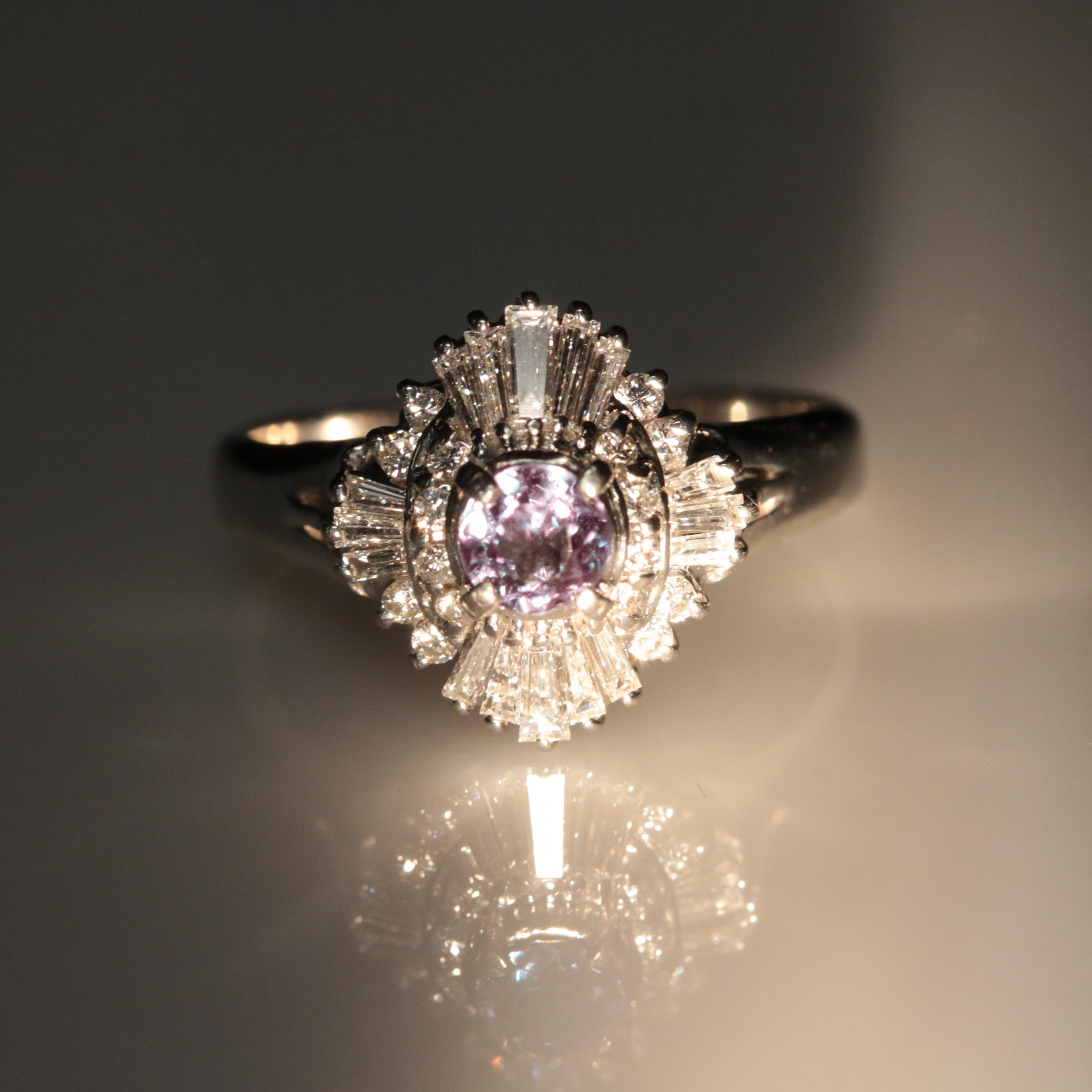 Platinum Alexandrite and Diamond Ballerina Ring with GIA Report
