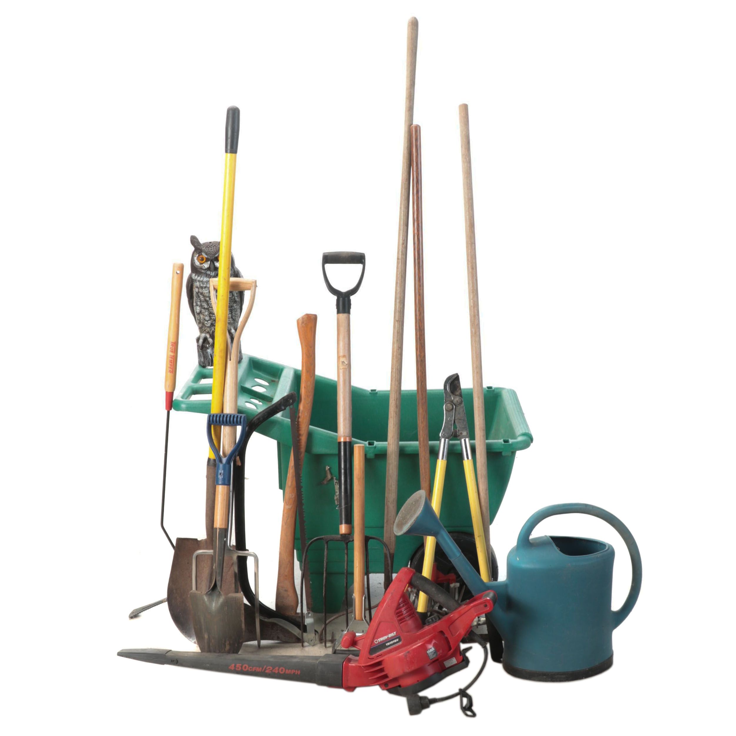 Troy-Bilt Leaf Blower With Other Outdoor Tools, Wheelbarrow, and More
