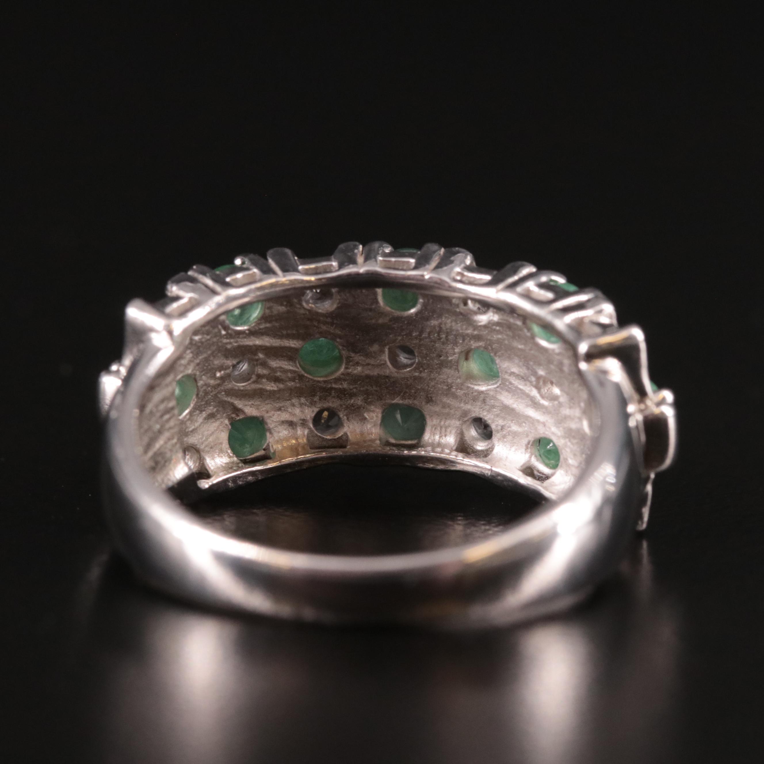 Sterling Emerald and White Topaz Tapered Band