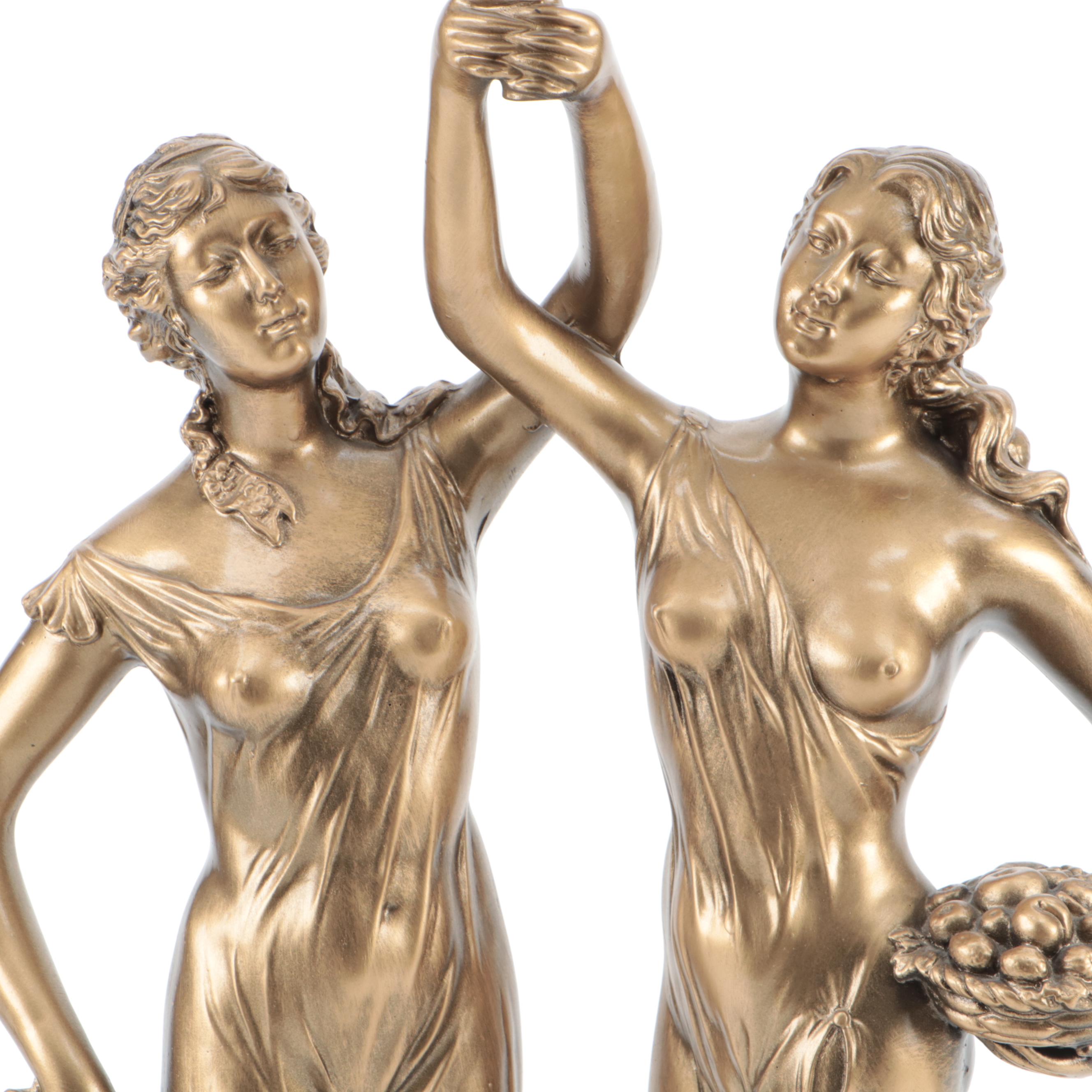 French Empire Style Gilt Resin Clock Figural