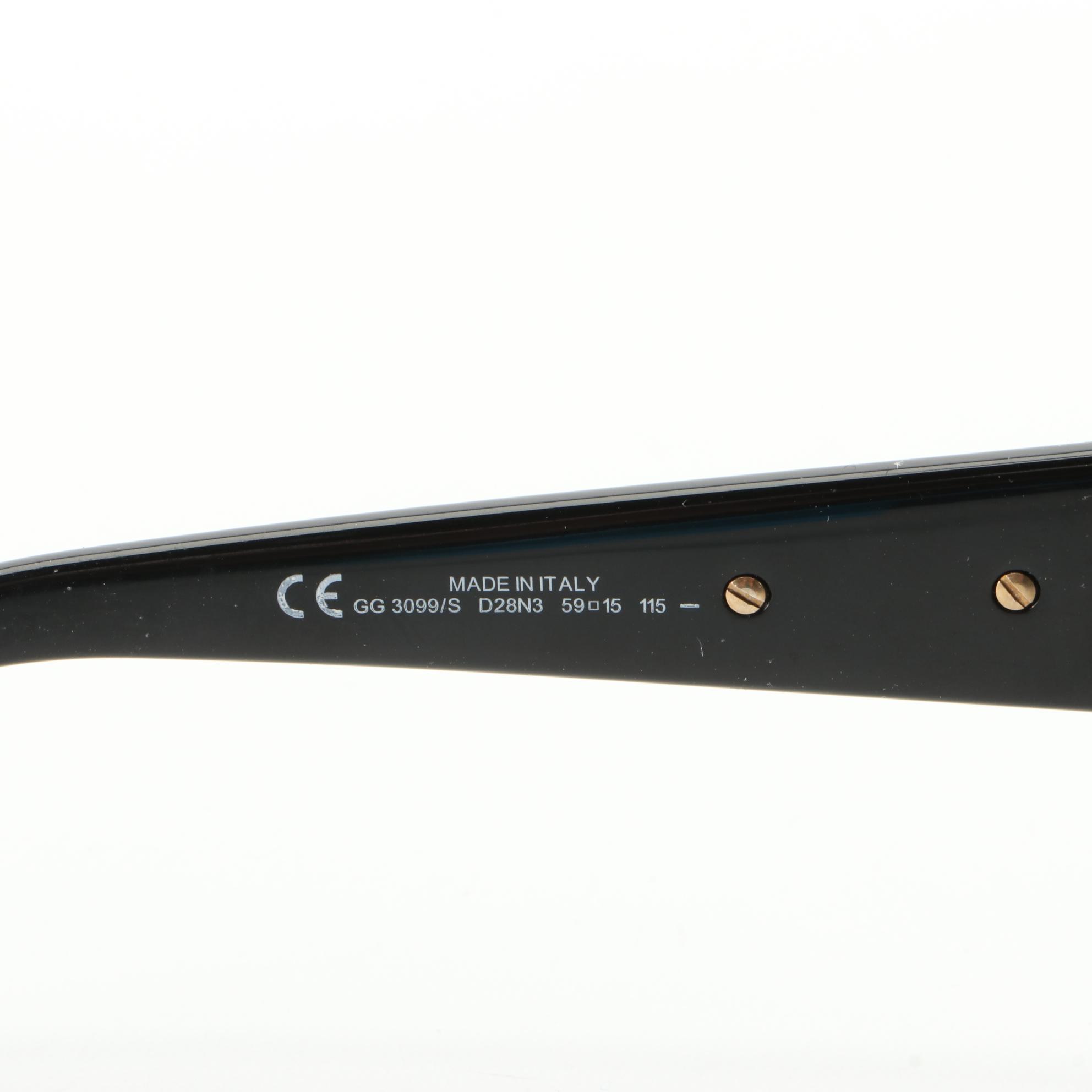 Gucci 3099/S Horsebit Black Oversized Sunglasses with Case