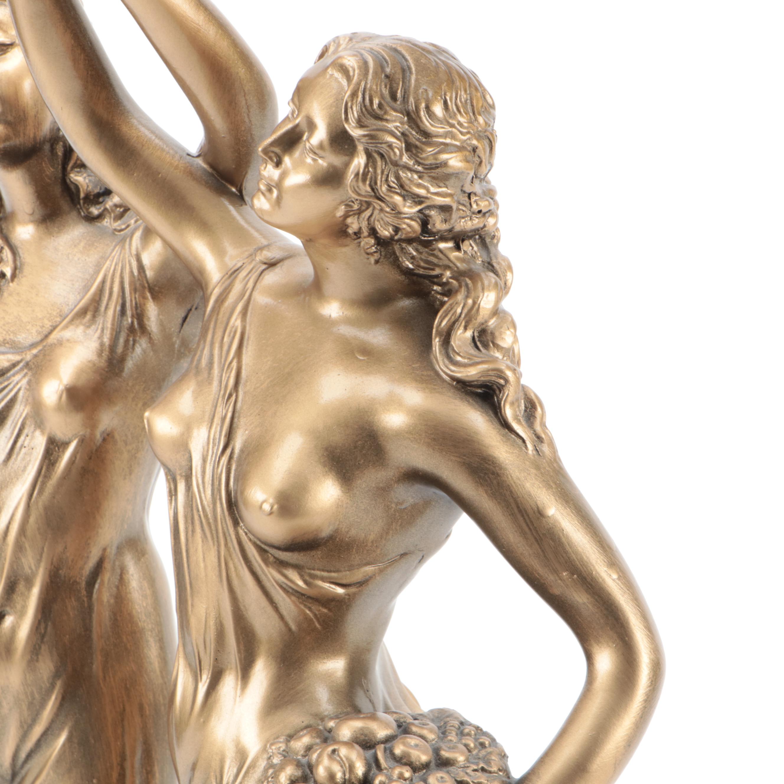 French Empire Style Gilt Resin Clock Figural