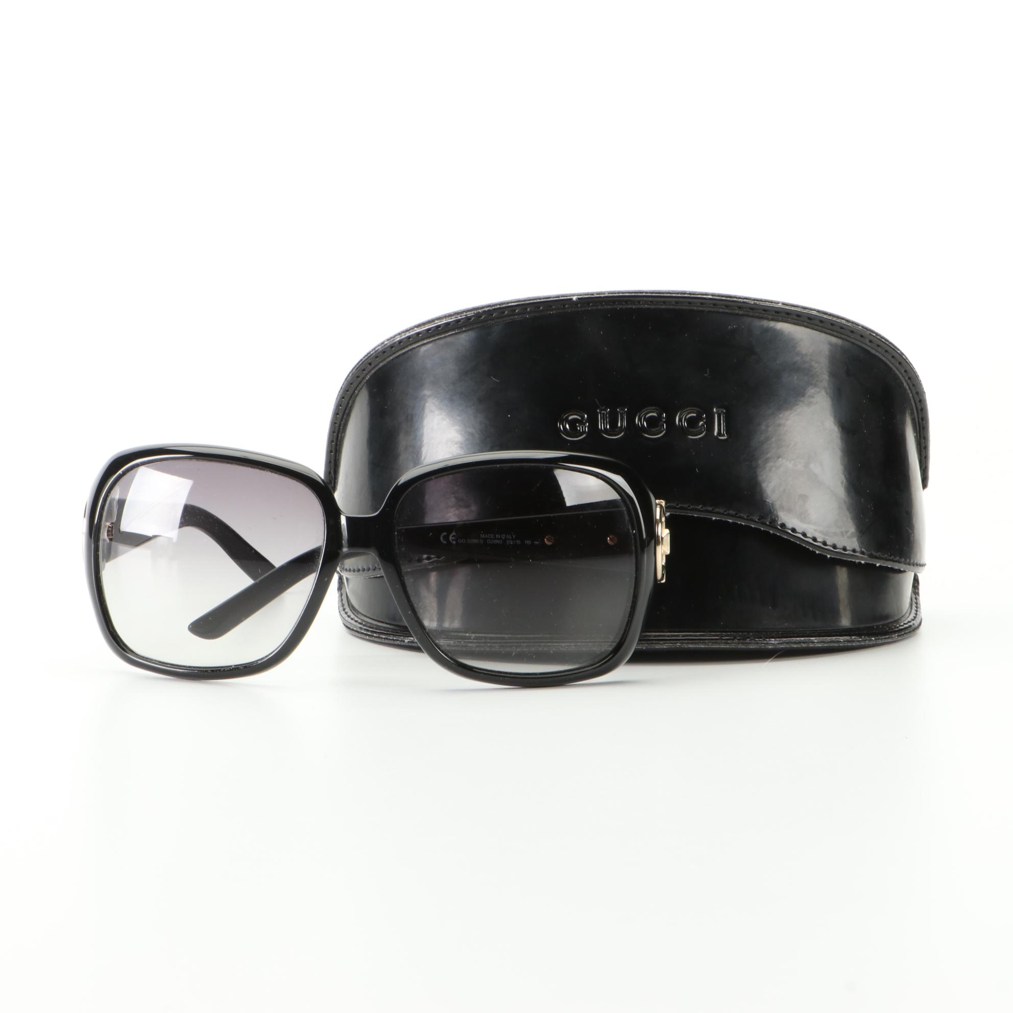 Gucci 3099/S Horsebit Black Oversized Sunglasses with Case