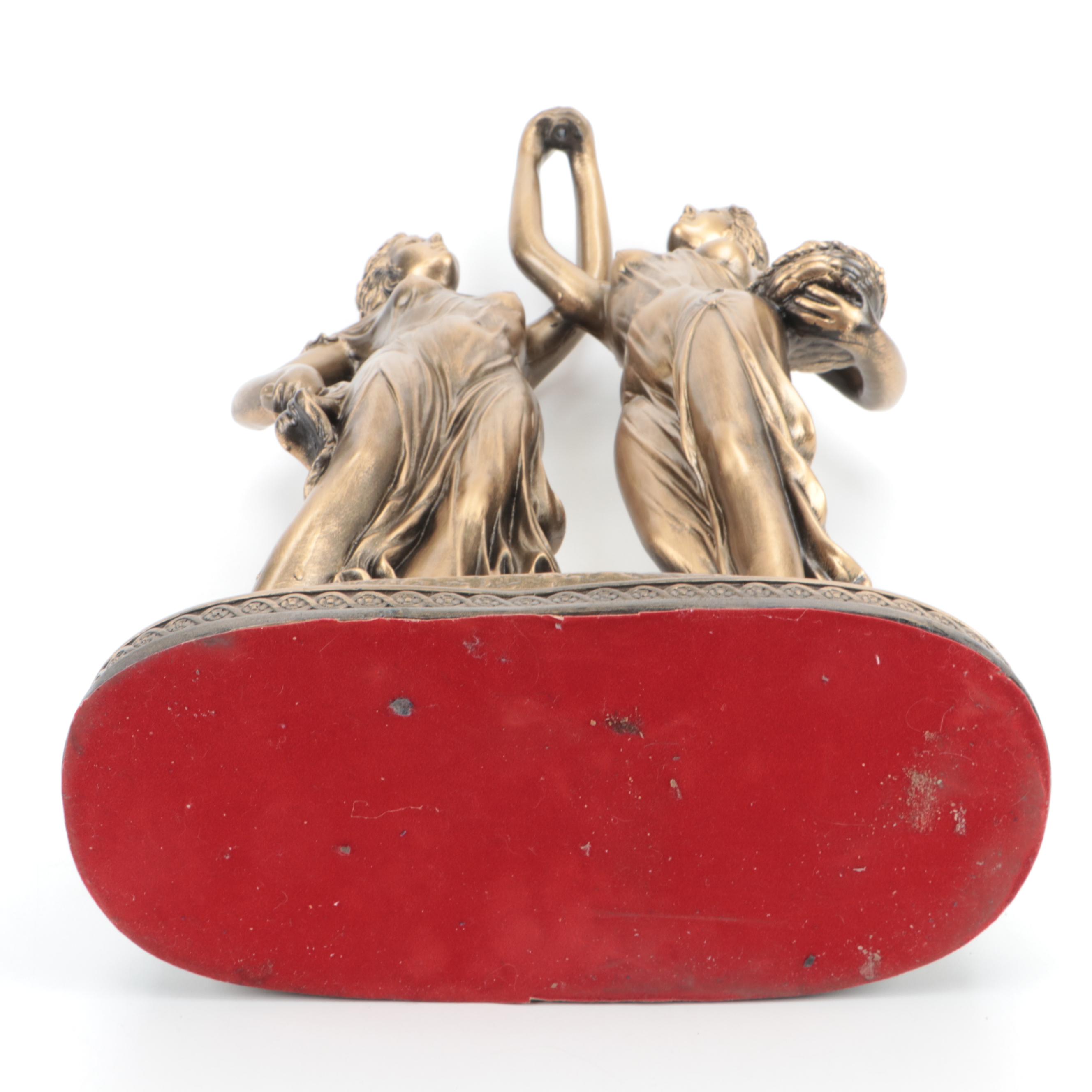 French Empire Style Gilt Resin Clock Figural