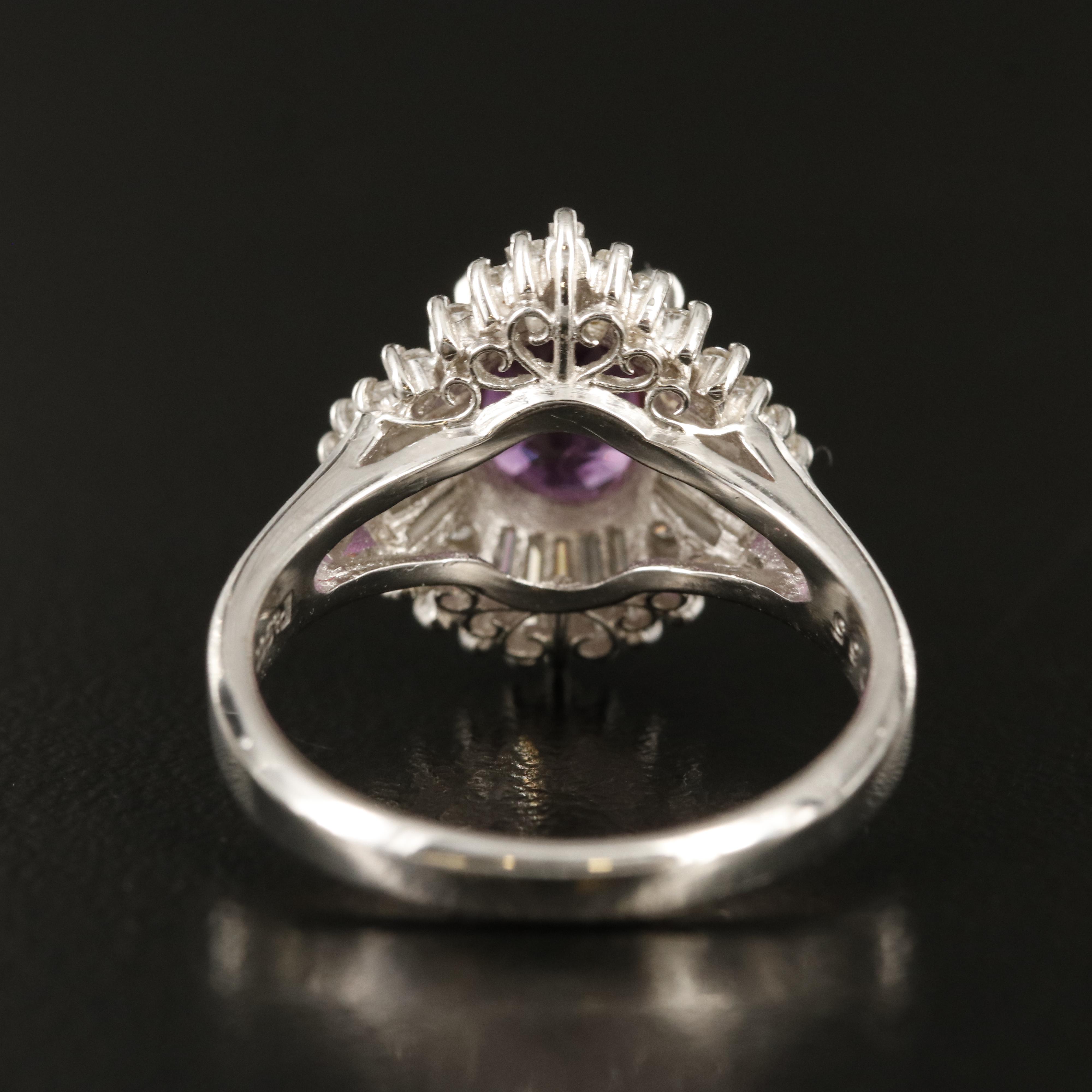 Platinum 1.23 CT Ruby and Diamond Ballerina Ring with GIA Report