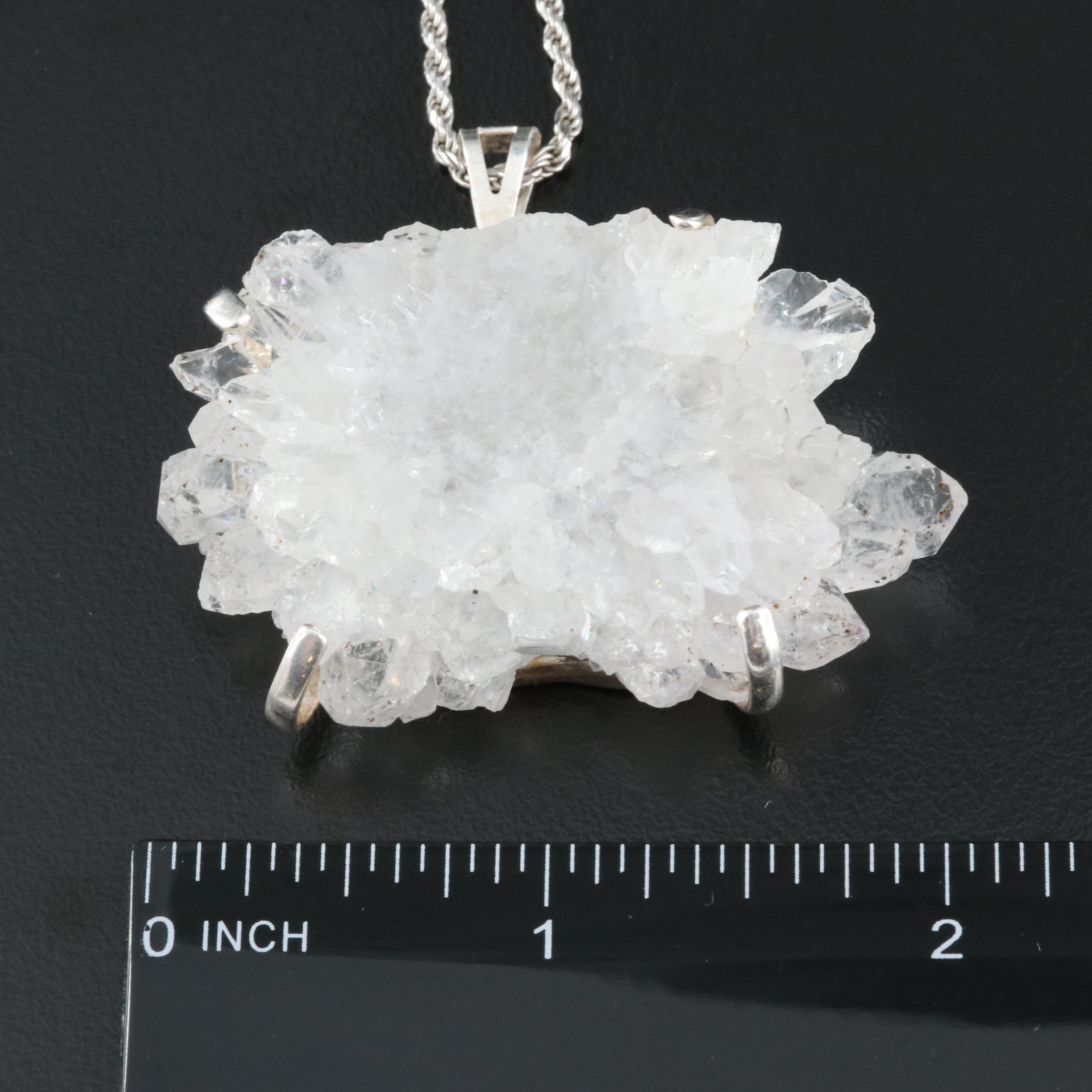 Sterling Lapis Lazuli Necklace with Amber and Quartz Pendant Necklaces