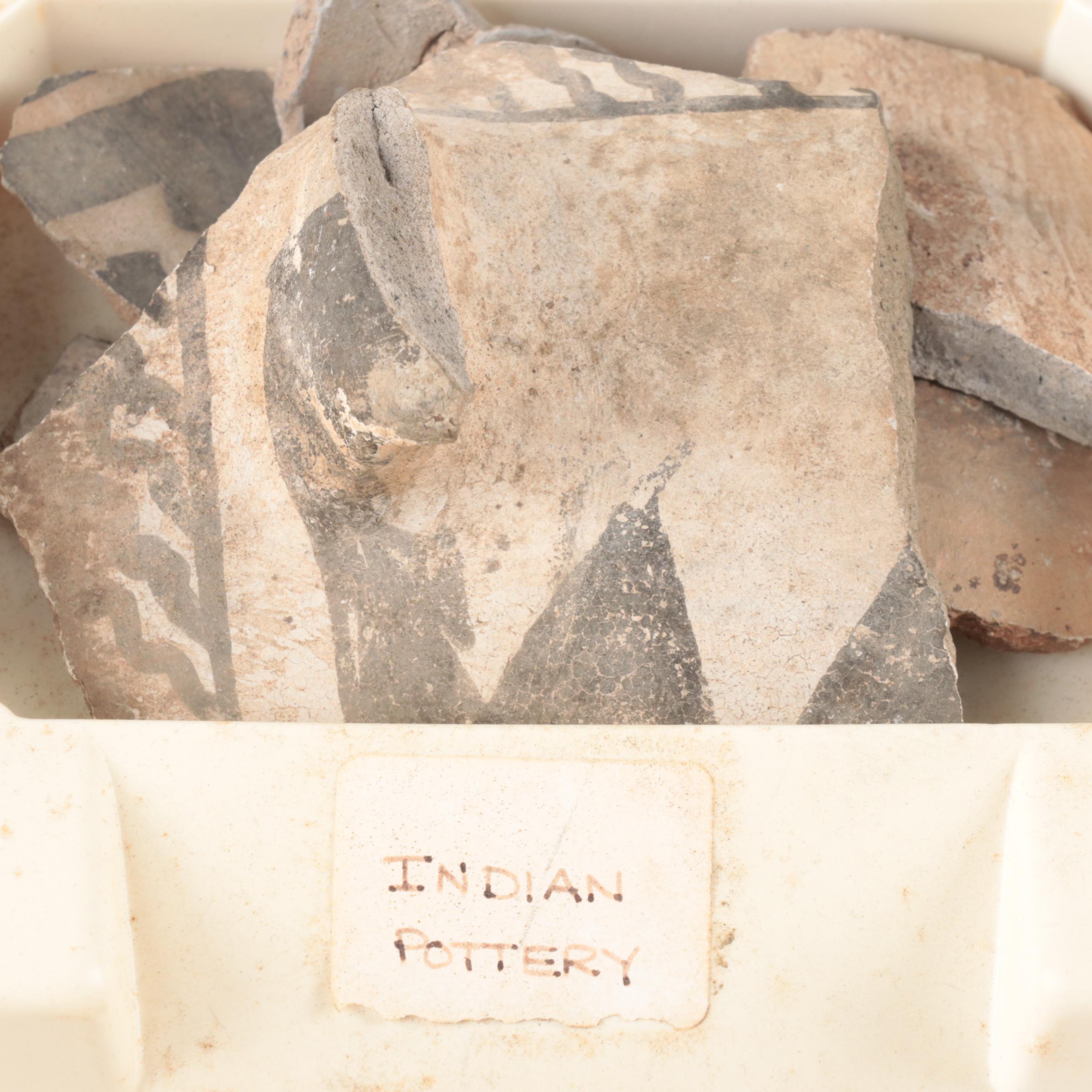 Native American Pottery Sherds With Artifacts and More