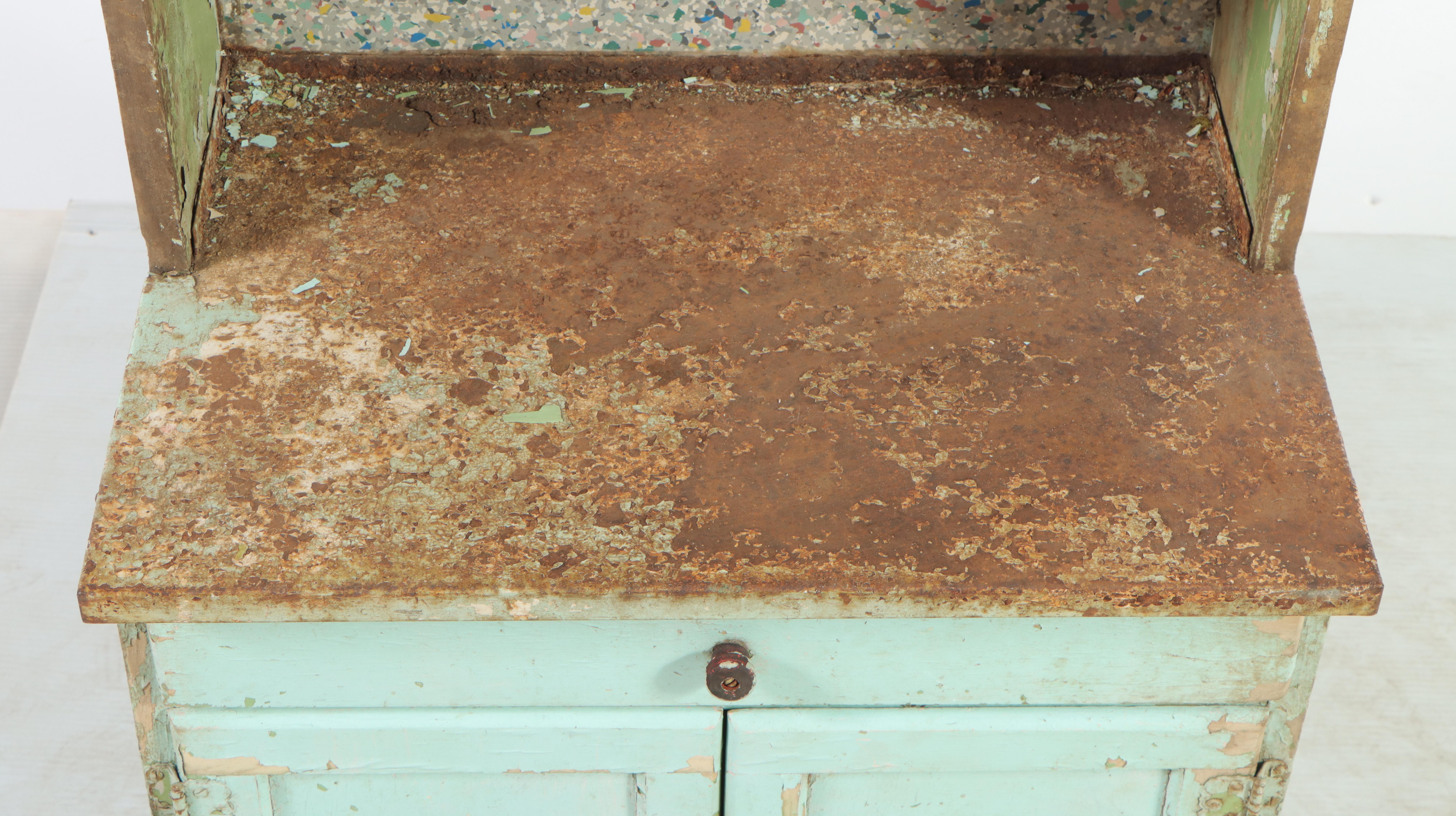 Hoosier Child's Cabinet in Distressed Paint, Early to Mid 20th Century