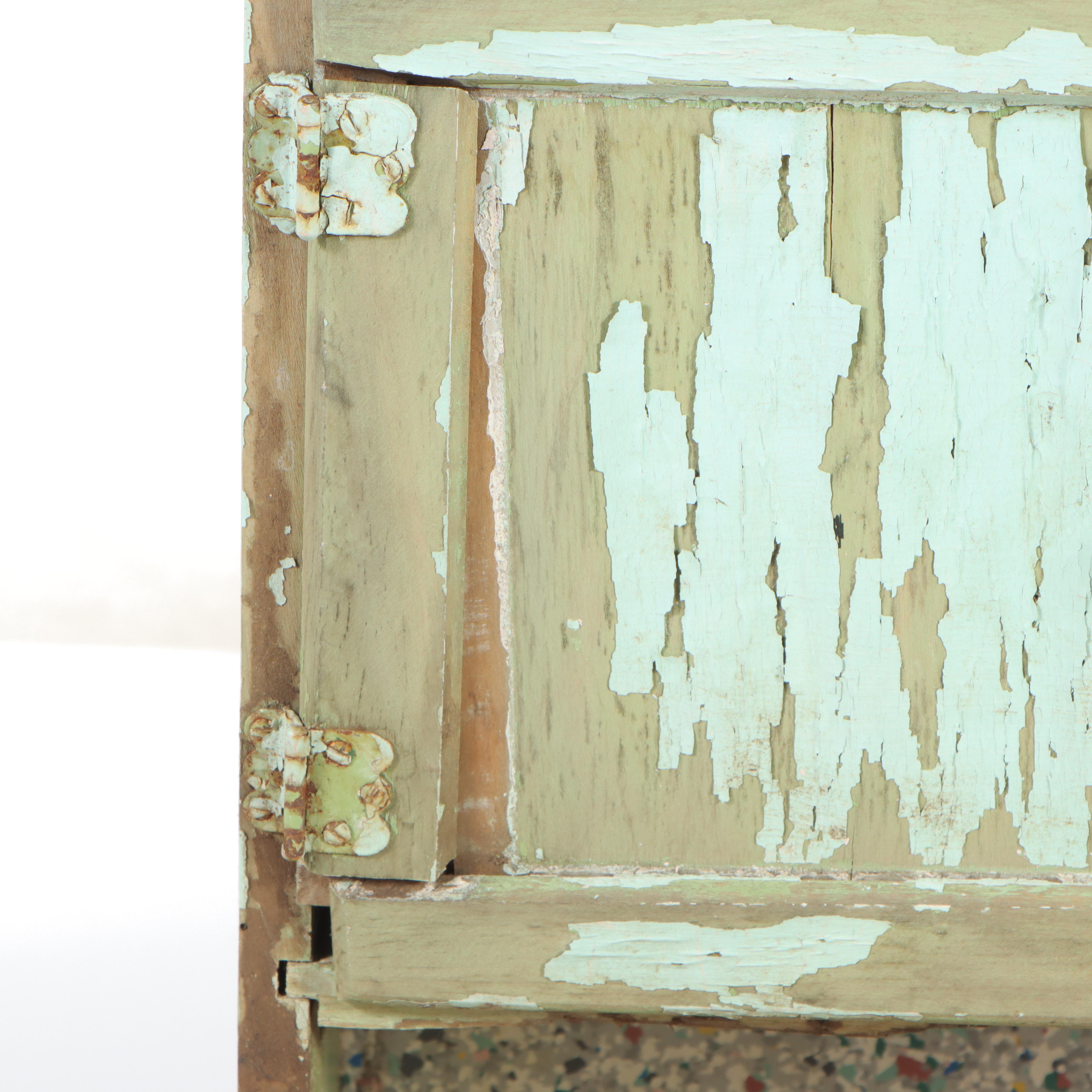 Hoosier Child's Cabinet in Distressed Paint, Early to Mid 20th Century