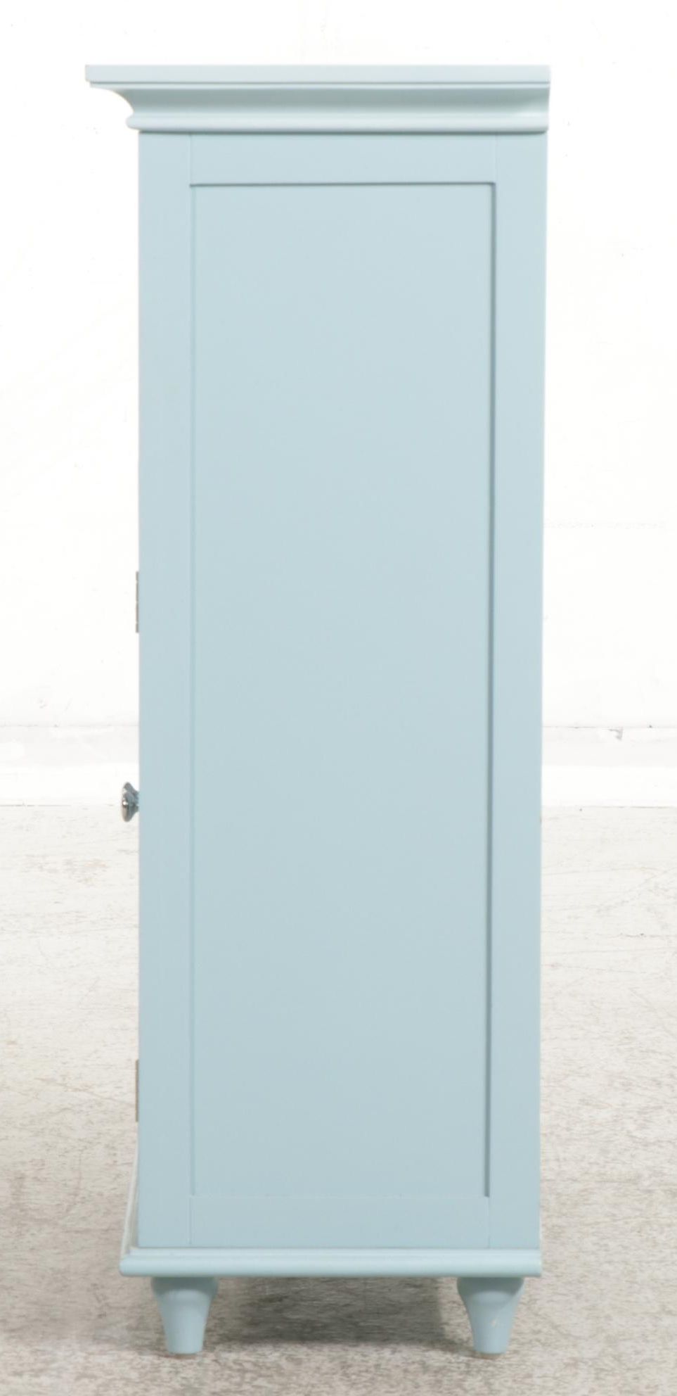 Contemporary Pale Blue-Painted and Glass Door Side Cabinet