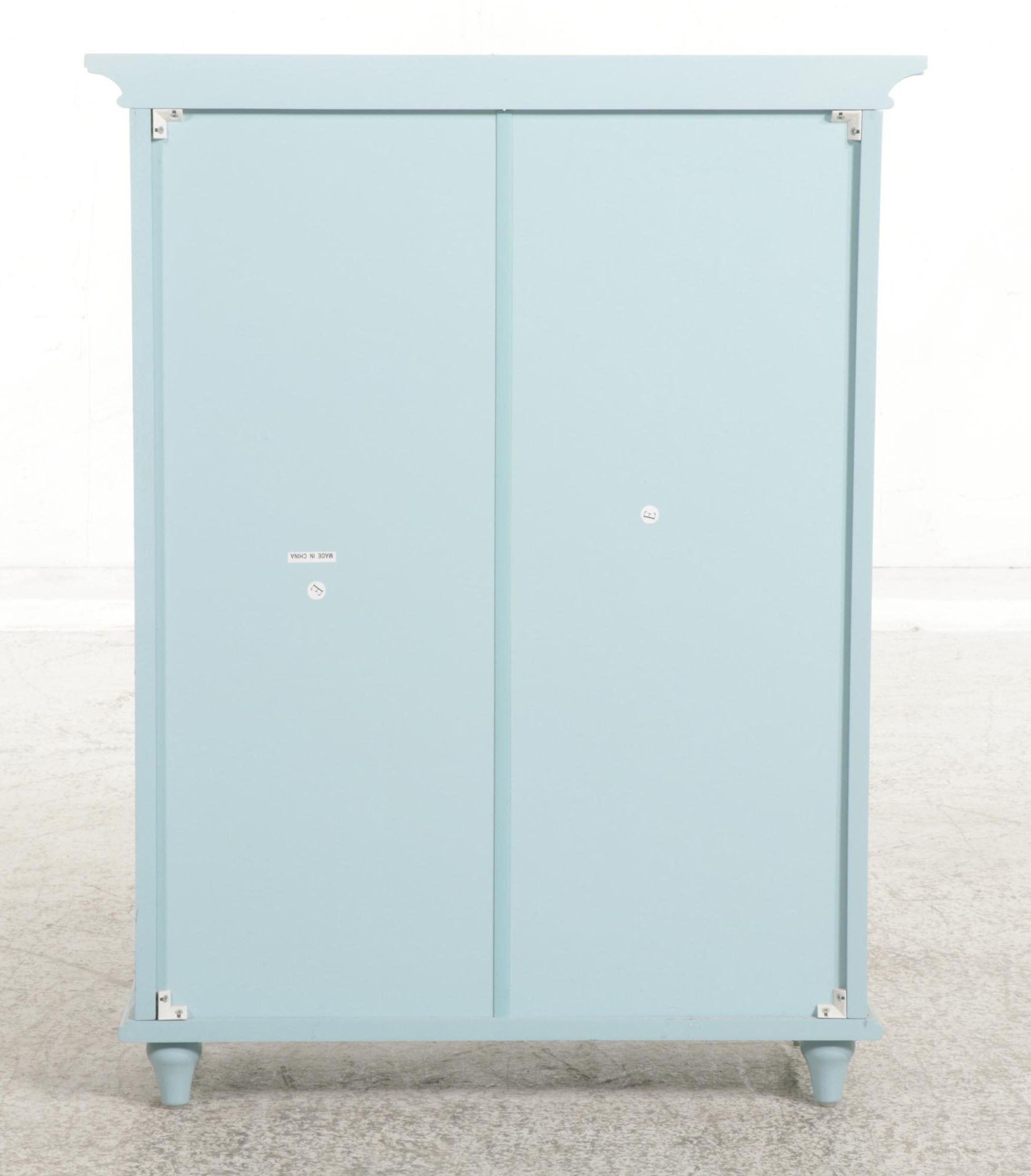 Contemporary Pale Blue-Painted and Glass Door Side Cabinet