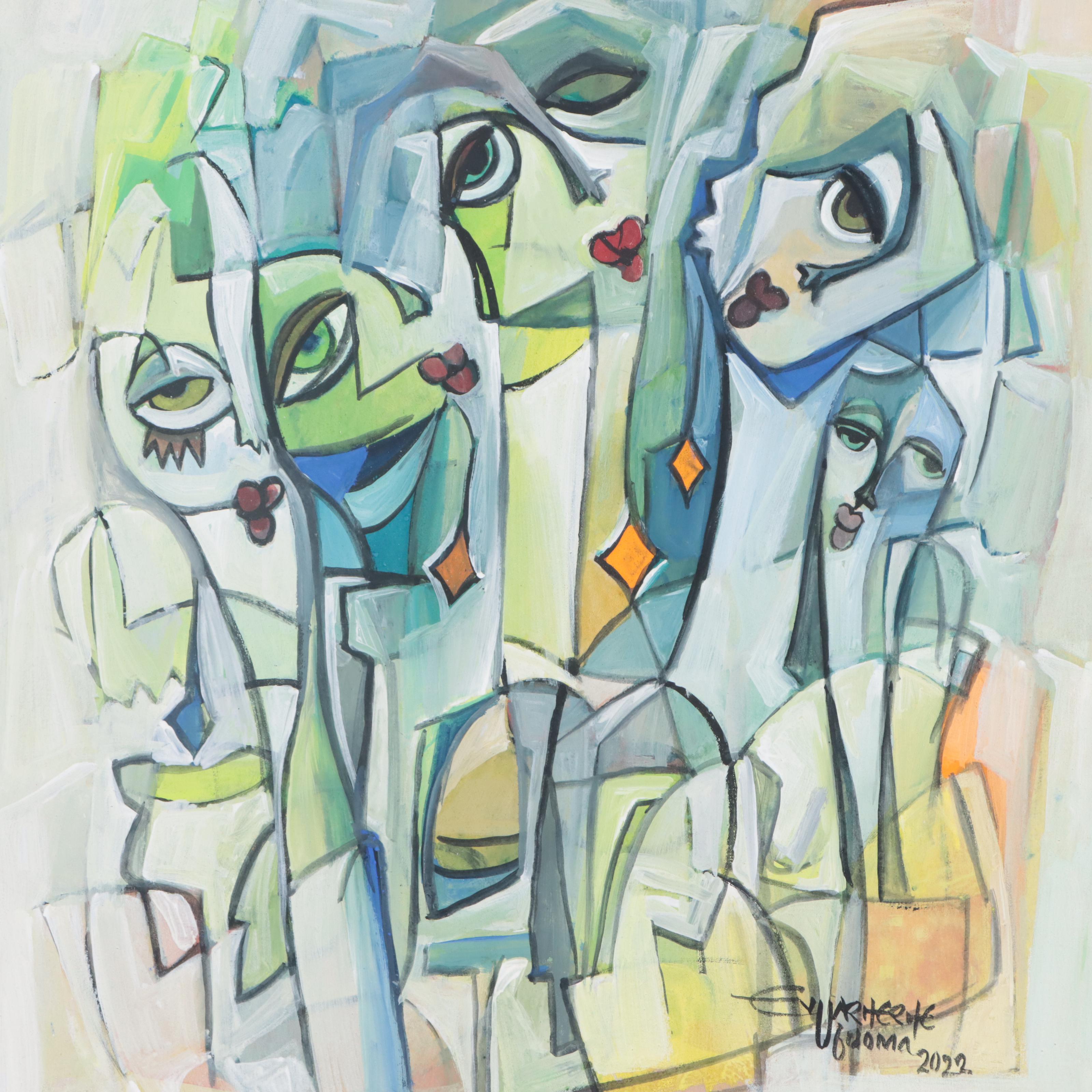 Ufuoma Evuarherhe Acrylic Painting "Celebration," 2021 - 2022