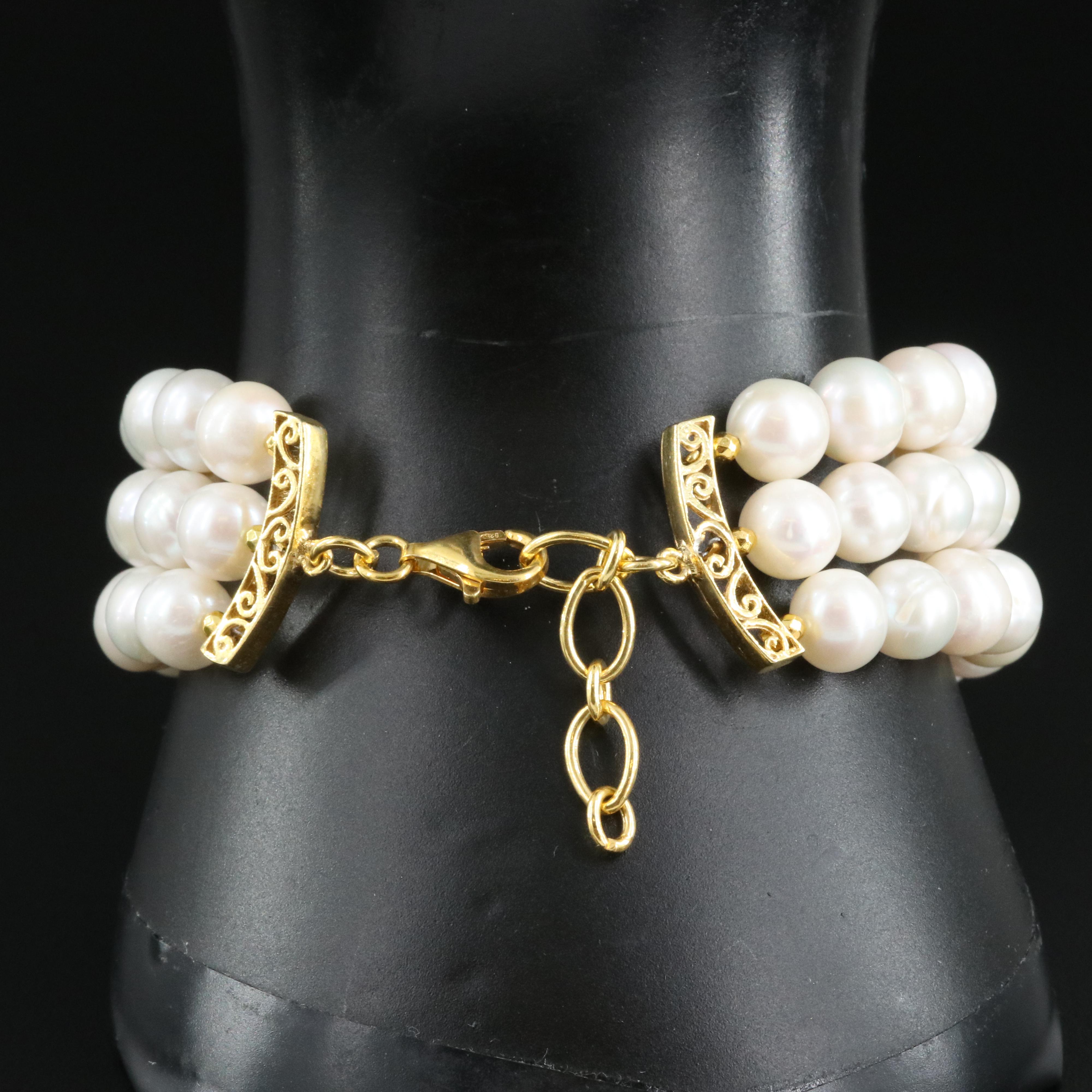 Sterling Pearl, Amethyst and Ruby Bracelet