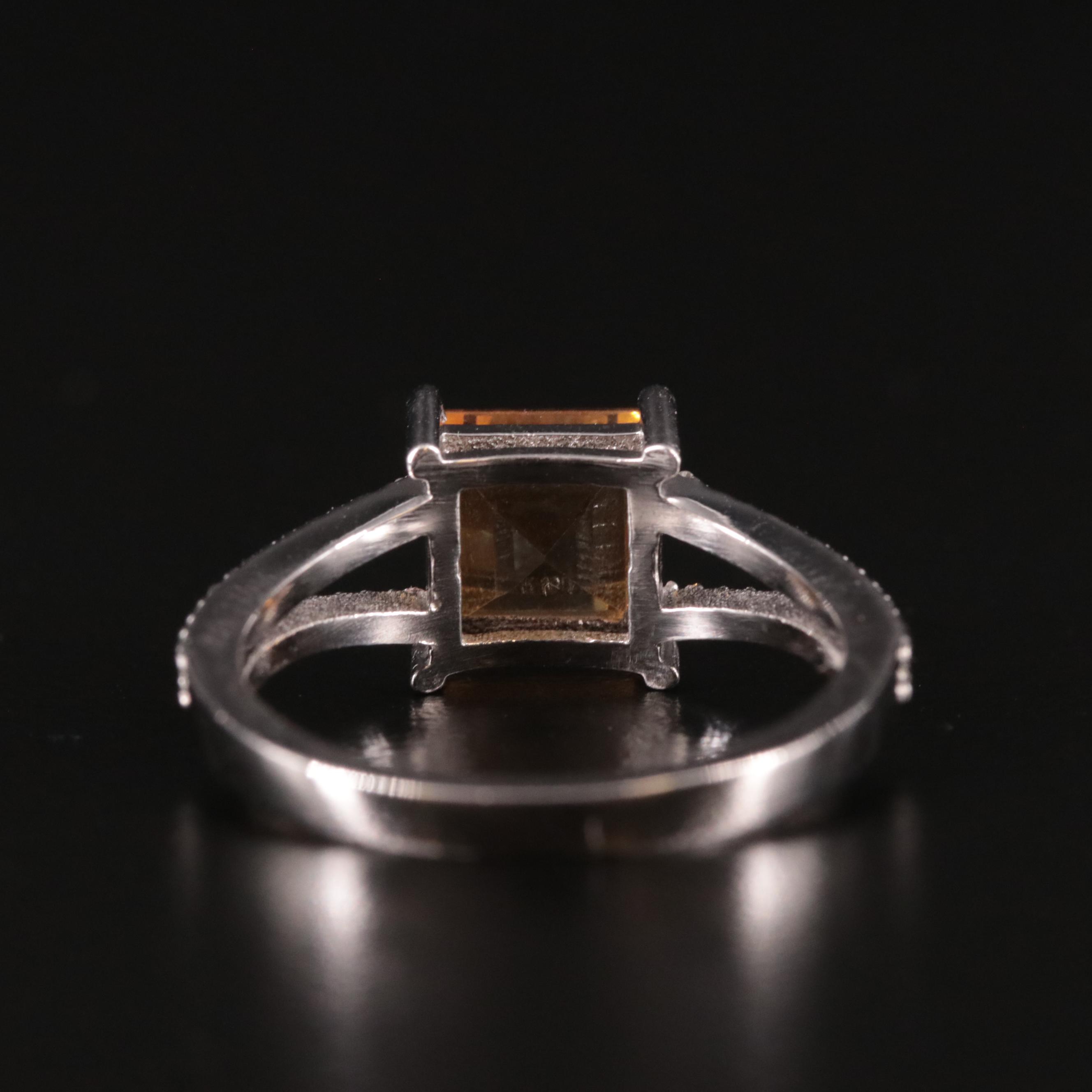 Sterling Citrine and Diamond Ring