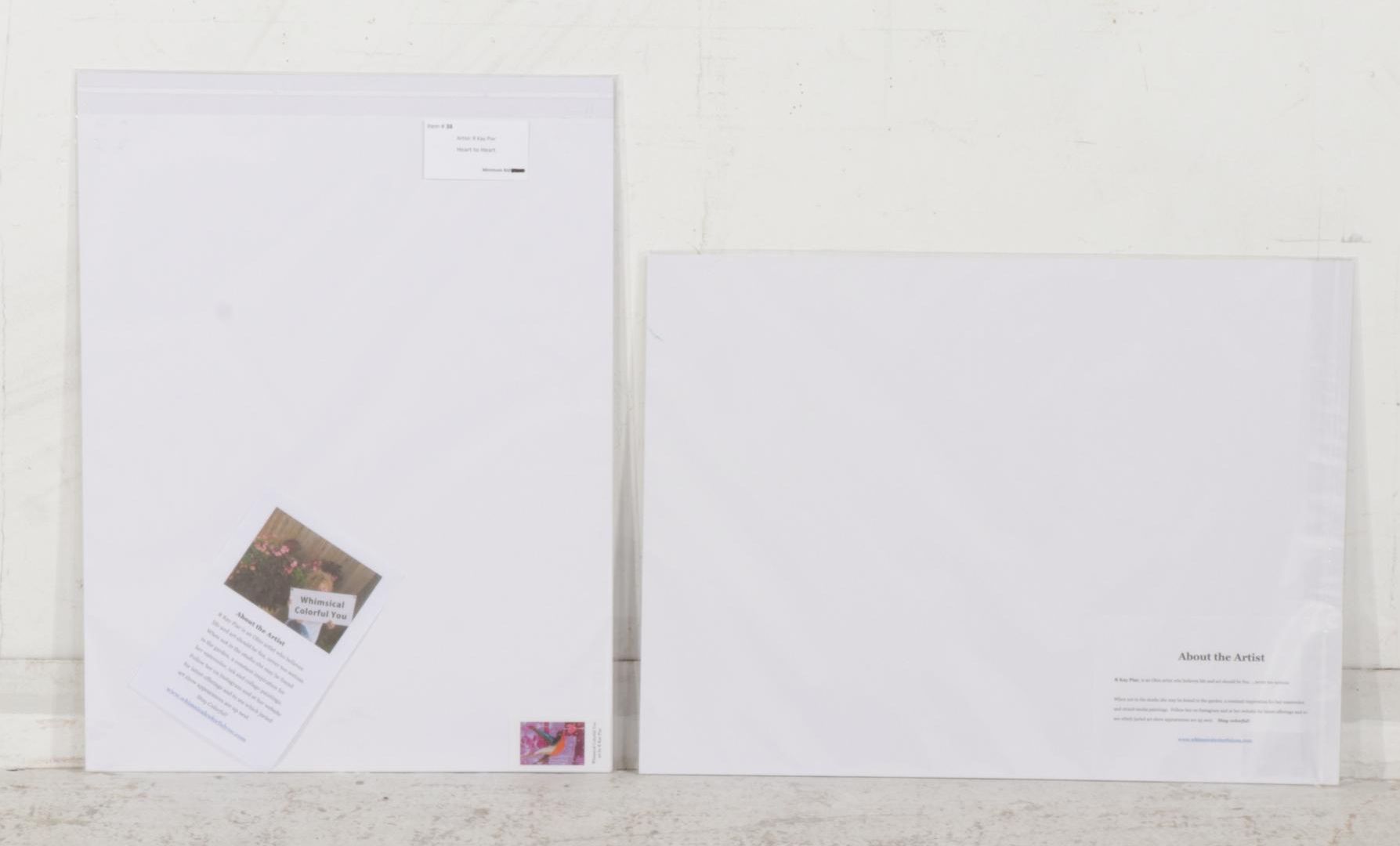 R. Kay Piar Folk Art Giclées "Heart to Heart" and "Leaves," 21st Century