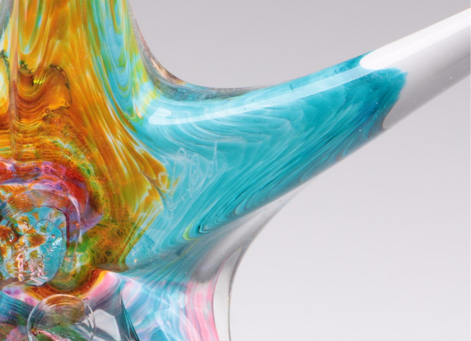 Signed Art Glass Star with Art Glass Witch's Ball and Fish