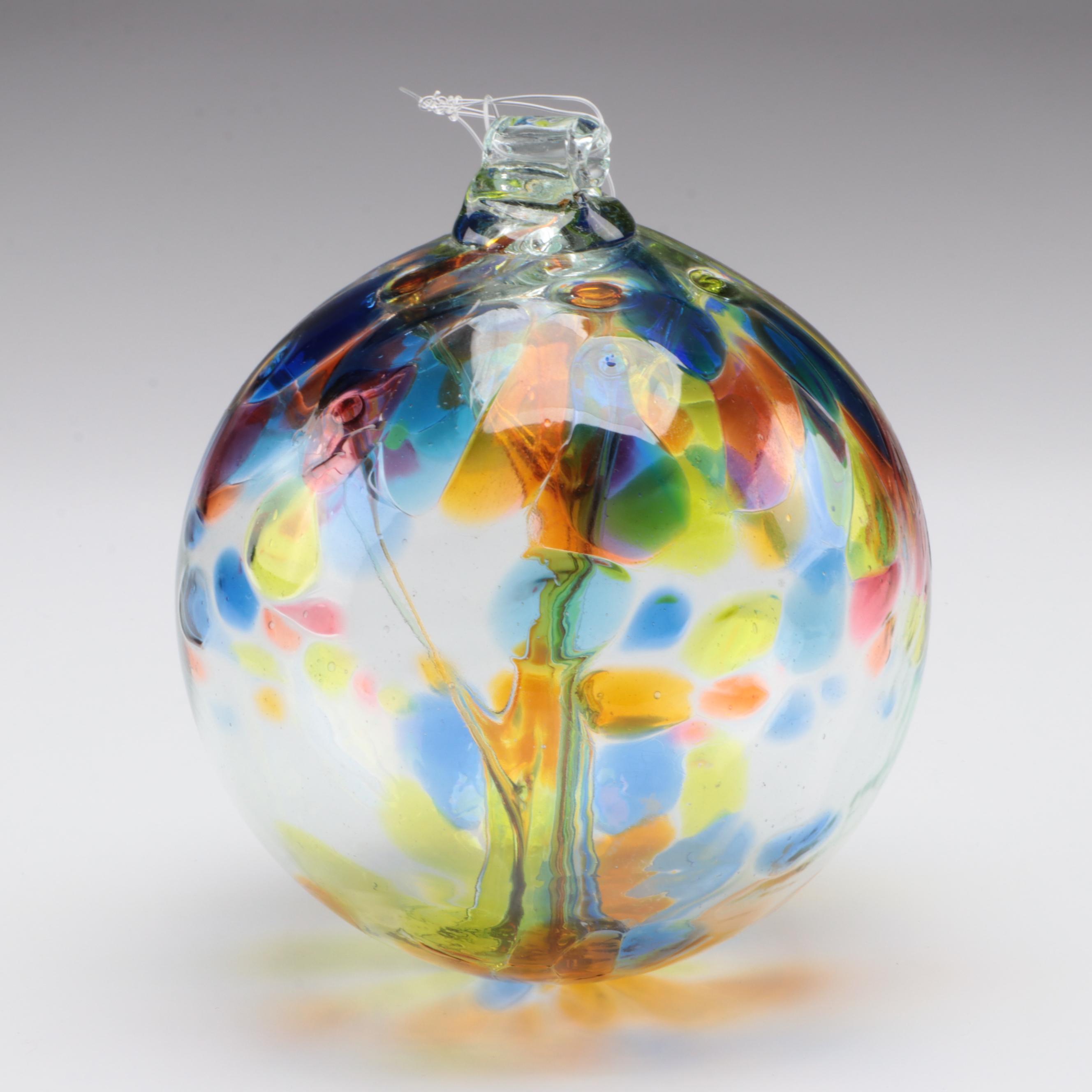 Signed Art Glass Star with Art Glass Witch's Ball and Fish