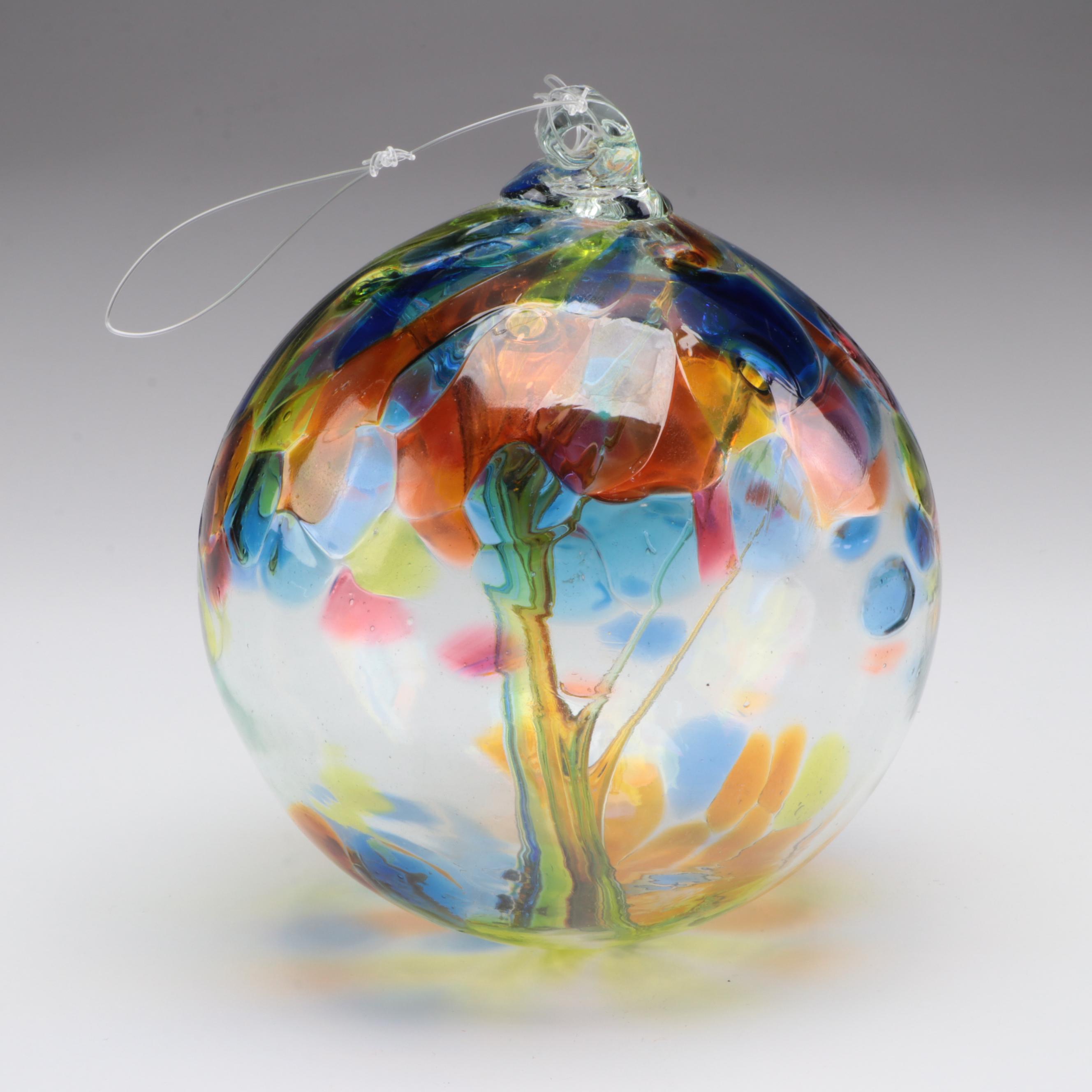 Signed Art Glass Star with Art Glass Witch's Ball and Fish