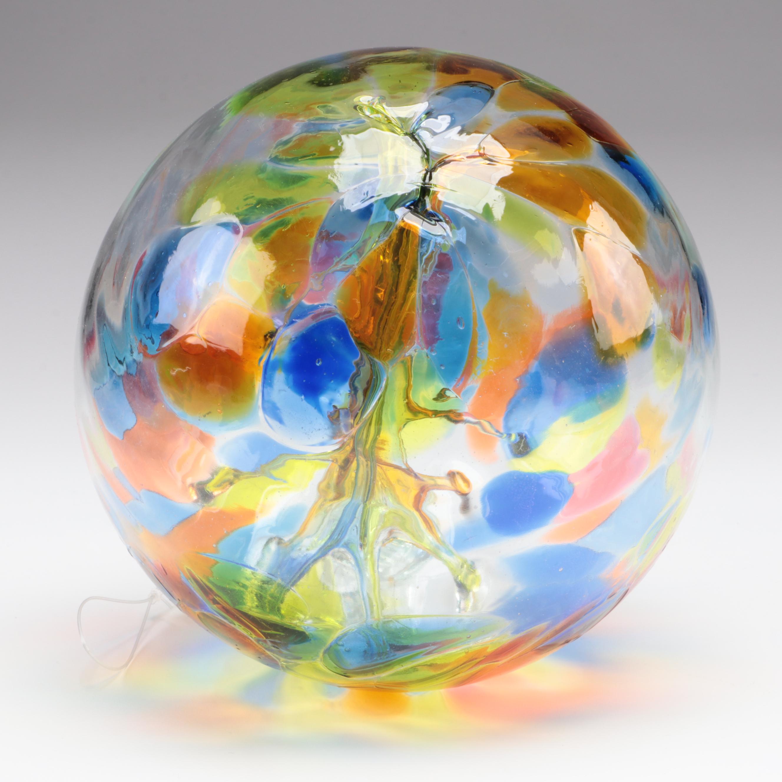 Signed Art Glass Star with Art Glass Witch's Ball and Fish