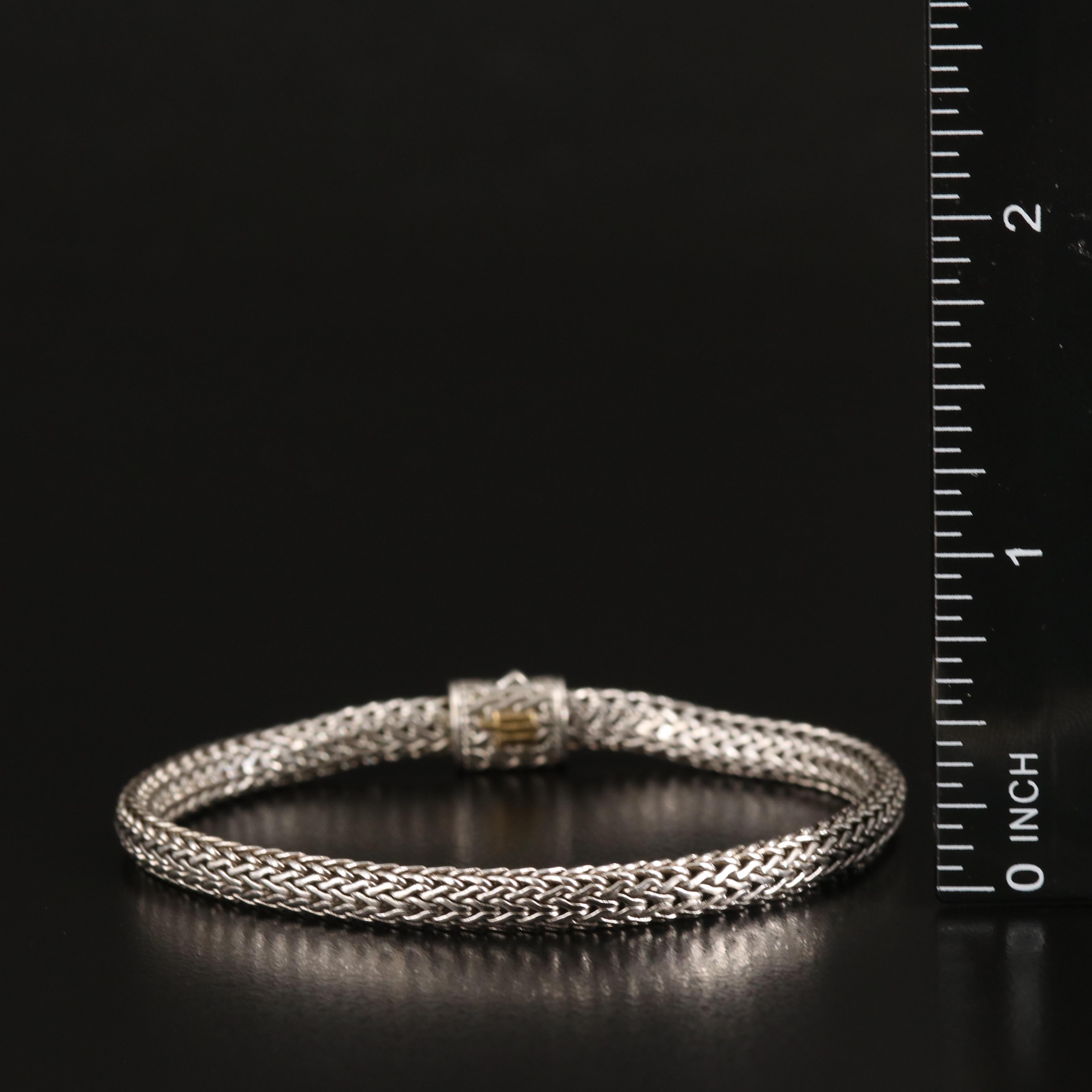 John Hardy "Classic Chain" Sterling Diamond Bracelet with 18K Accent