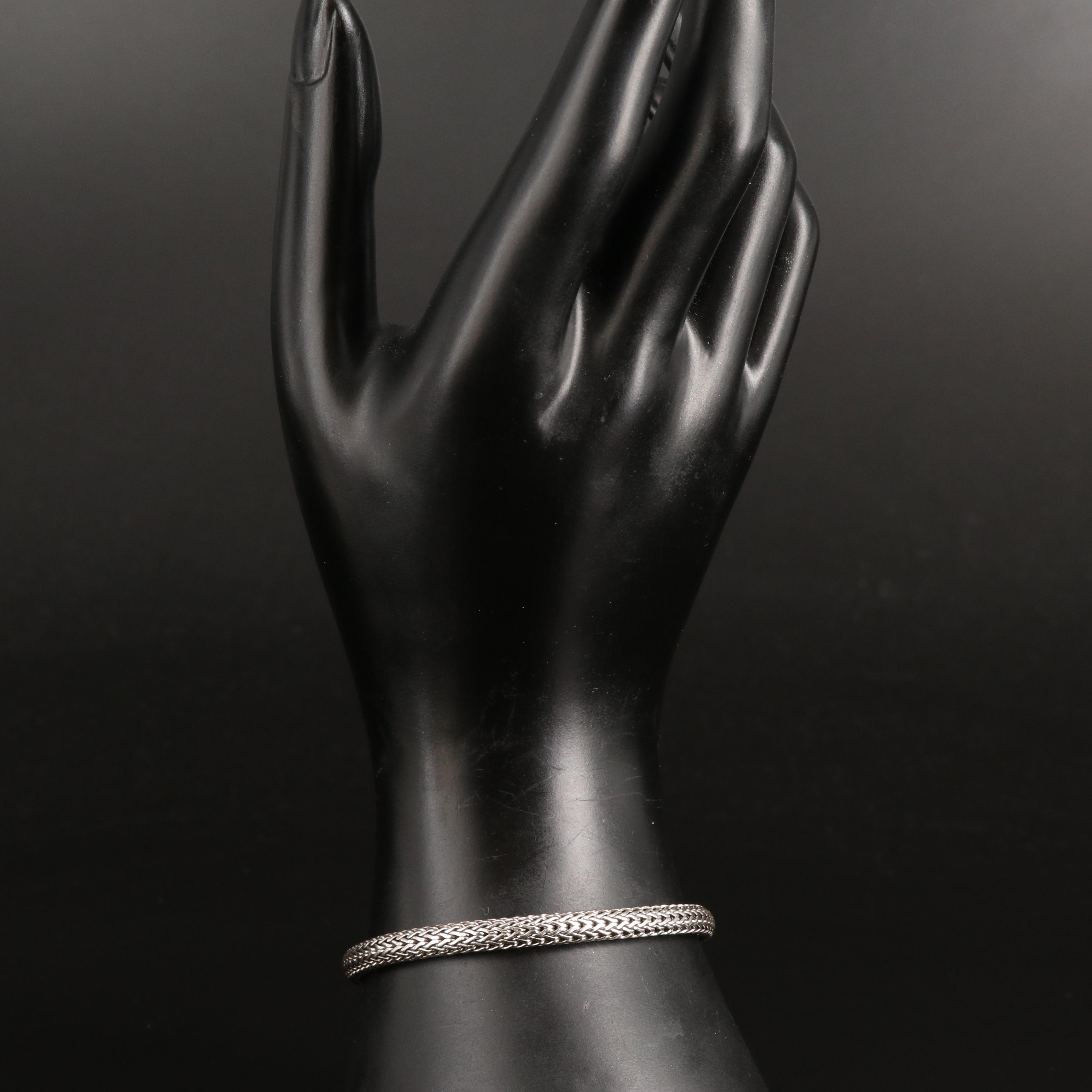 John Hardy "Classic Chain" Sterling Diamond Bracelet with 18K Accent