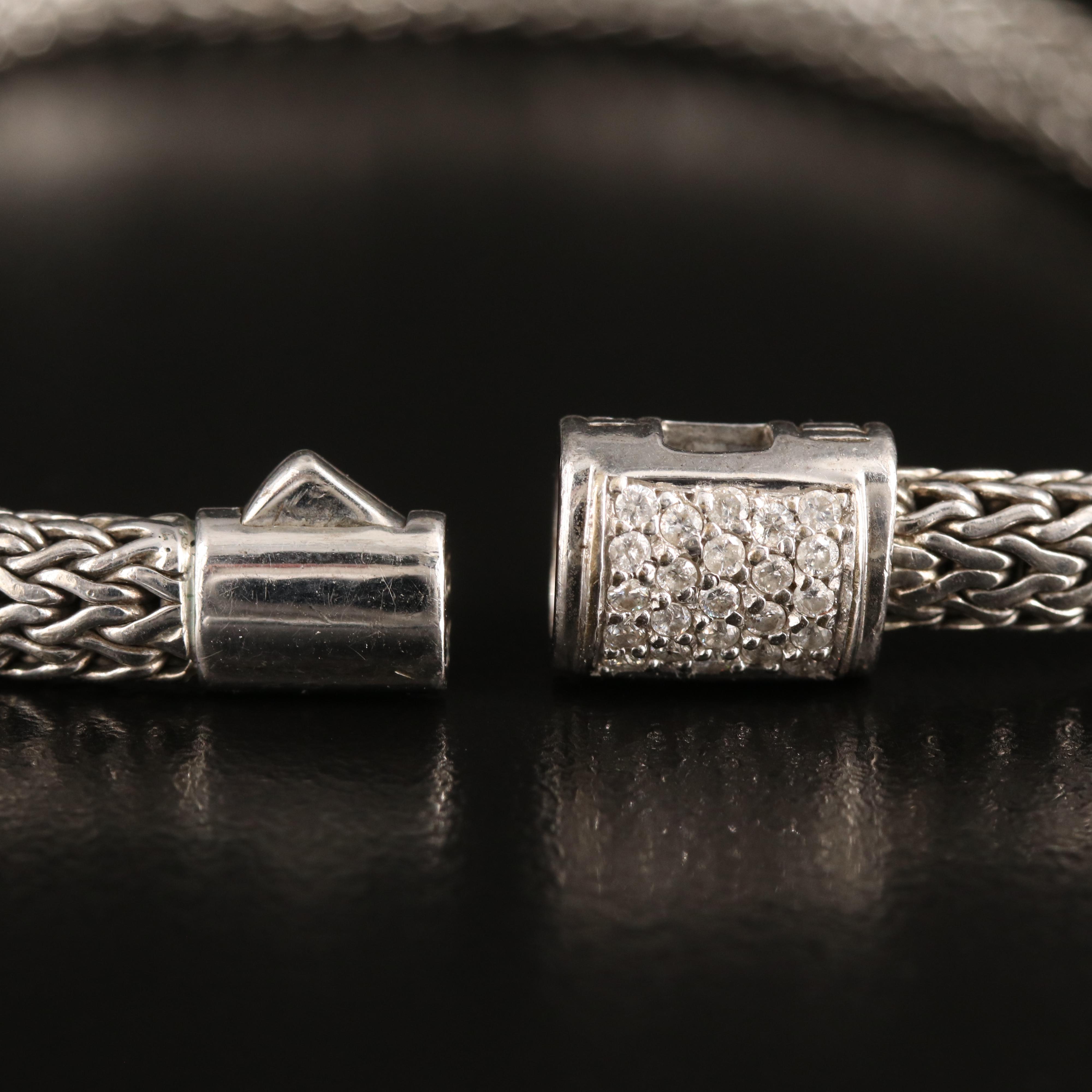 John Hardy "Classic Chain" Sterling Diamond Bracelet with 18K Accent